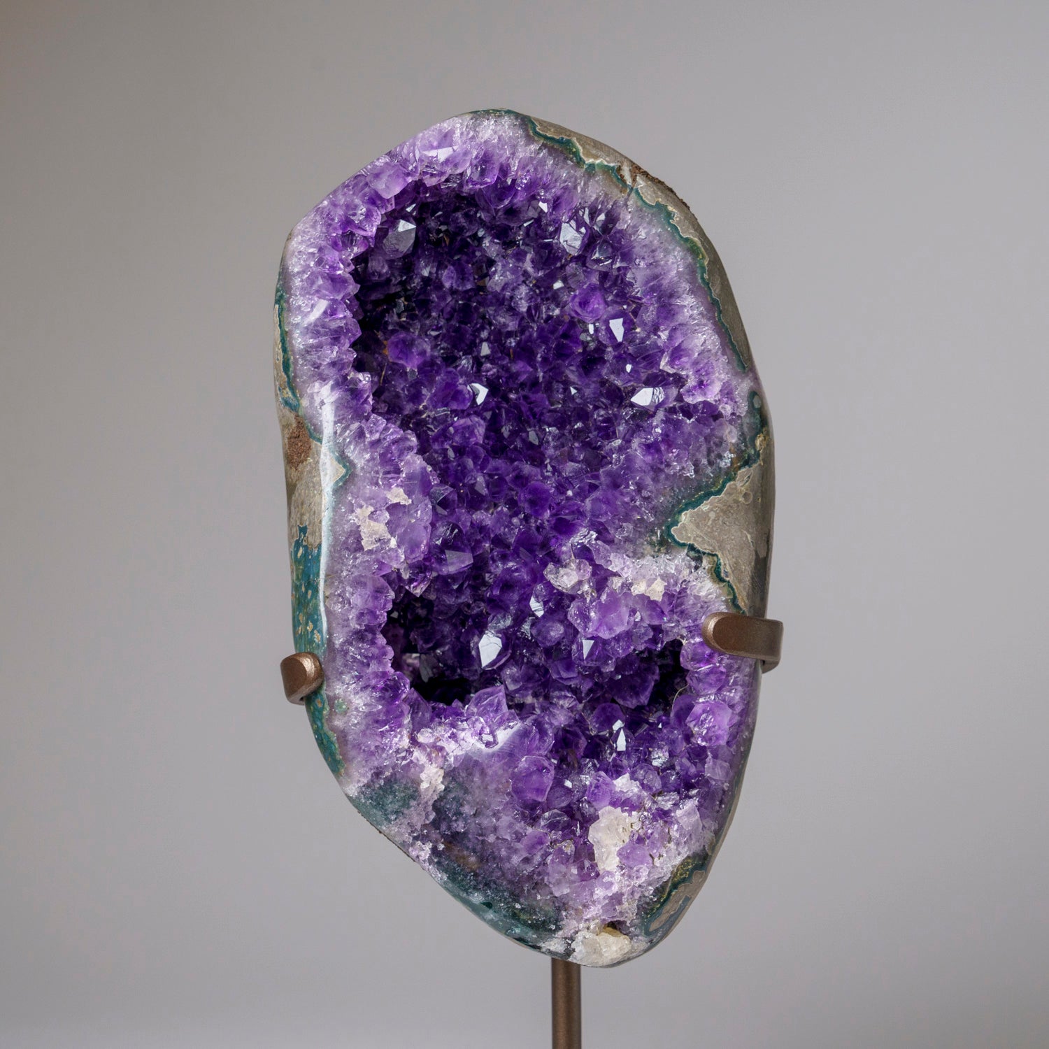 Genuine Amethyst Crystal Cluster Geode on Stand from Brazil (11.5 lbs)