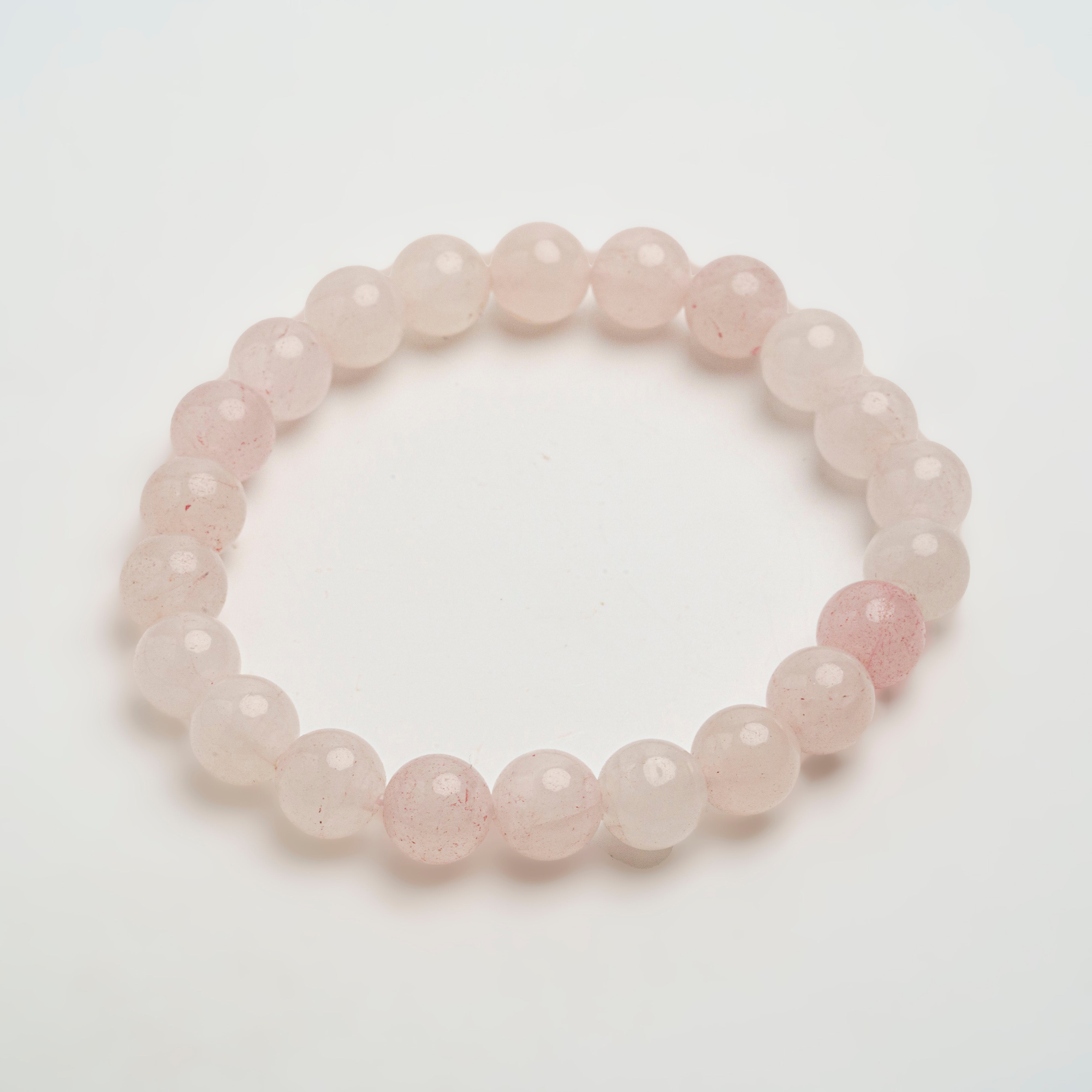 Genuine Morganite Gemstone 8mm Beaded 7 Inch Stretch Bracelet