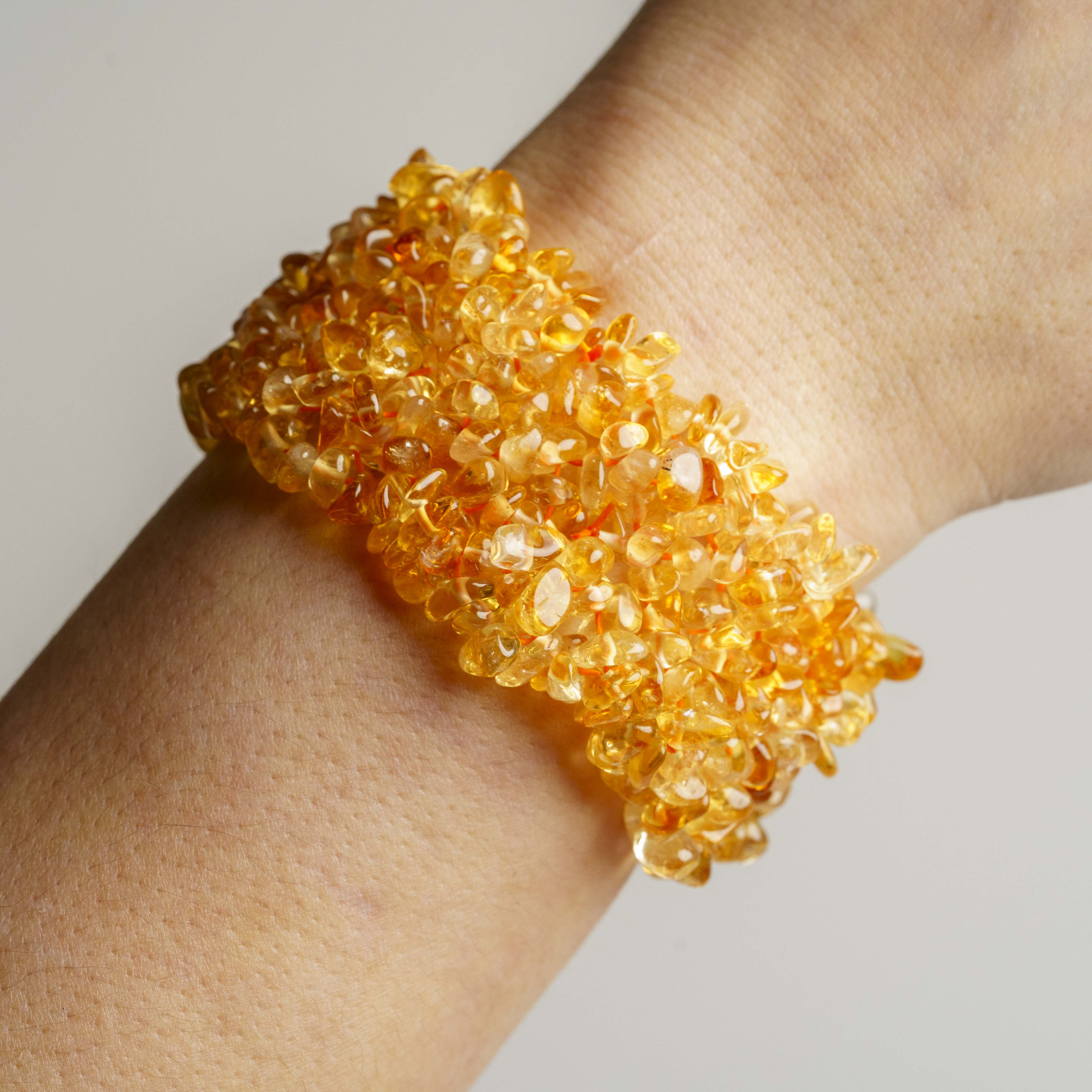 Genuine Citrine Gemstone 6.5 Inch Cuff Bracelet