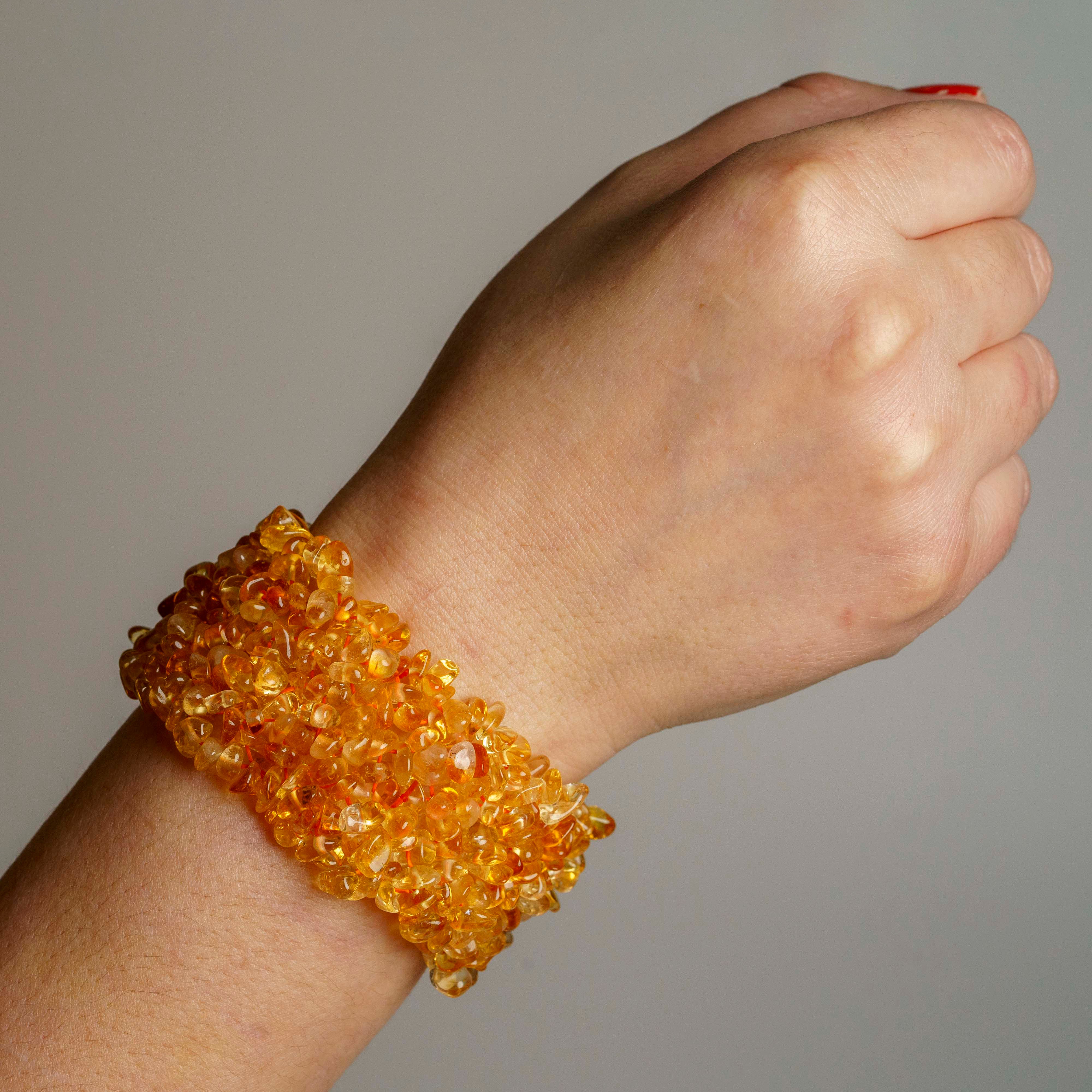 Genuine Citrine Gemstone 6.5 Inch Cuff Bracelet