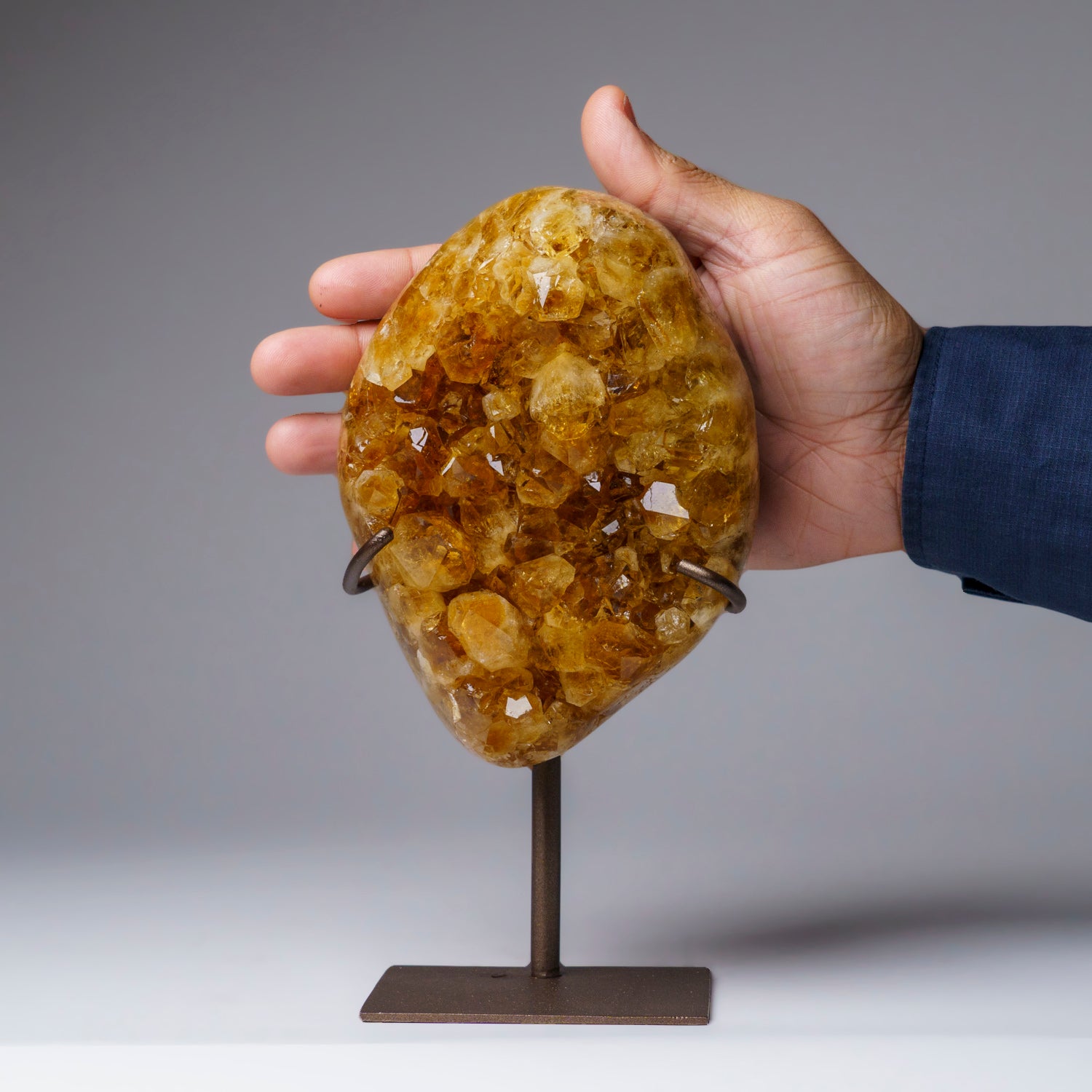 Genuine Citrine Crystal Cluster on Metal Stand (7", 3.5 lbs)