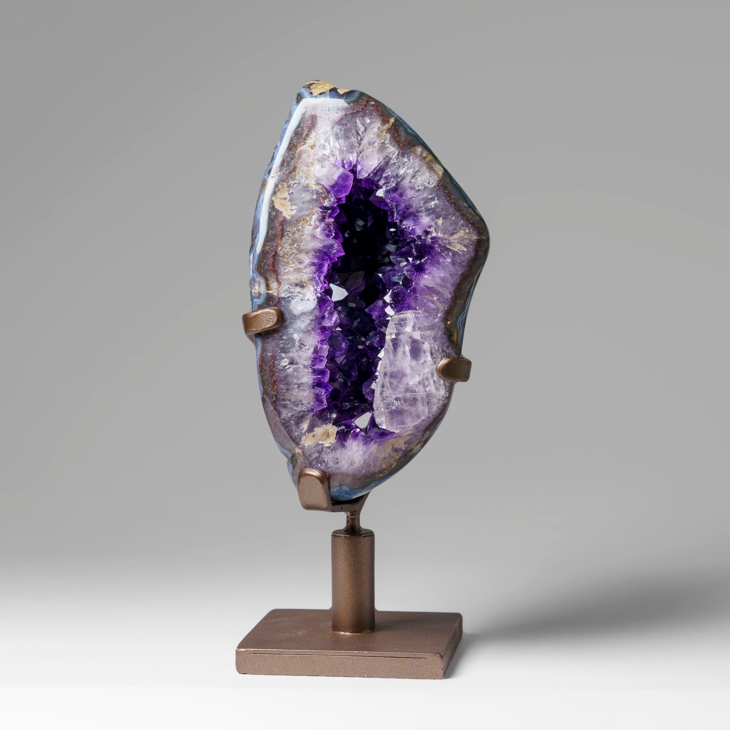 Genuine Amethyst Crystal Cluster Geode on Stand from Brazil (12 lbs)