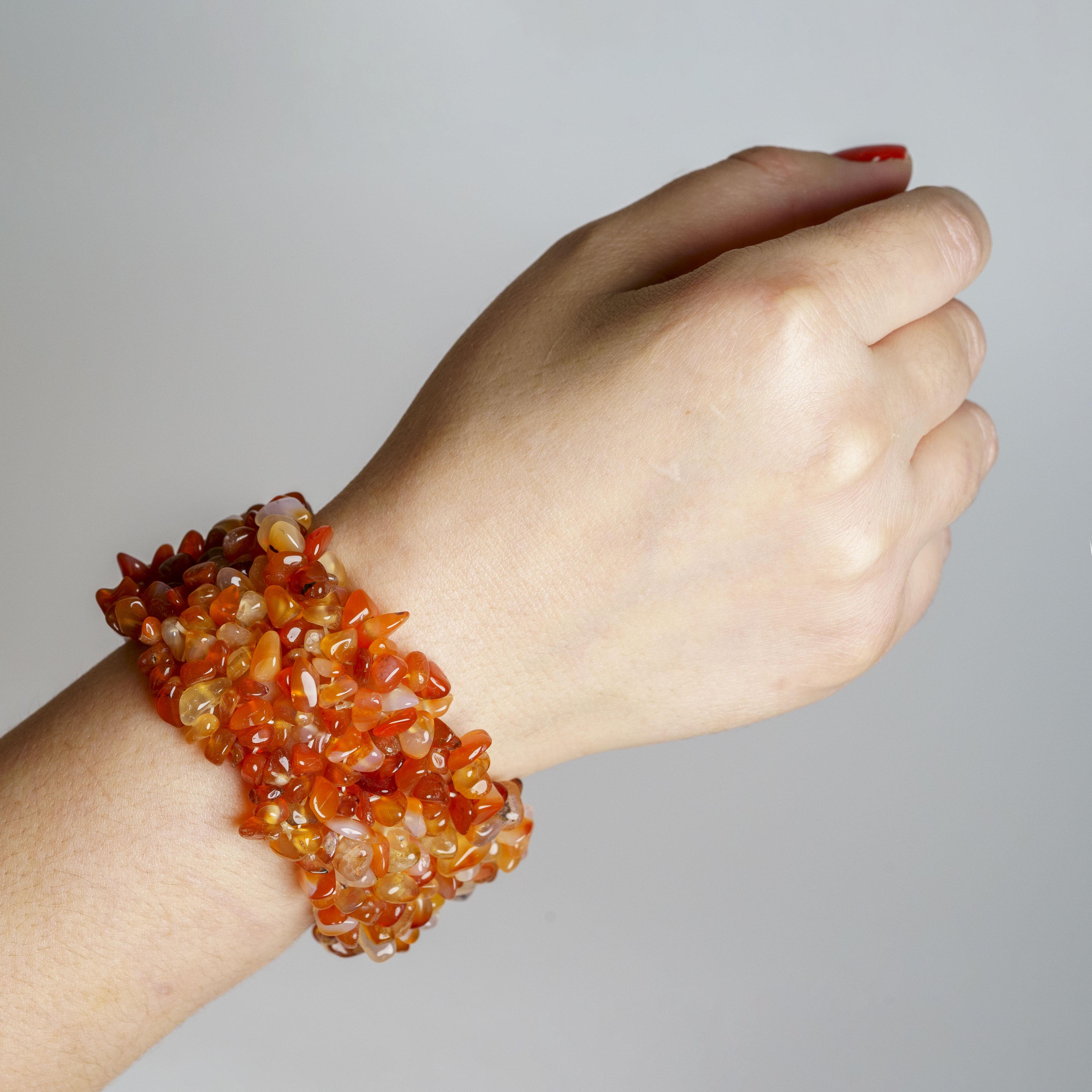 Genuine Carnelian Gemstone 7.5 Inch Cuff Bracelet