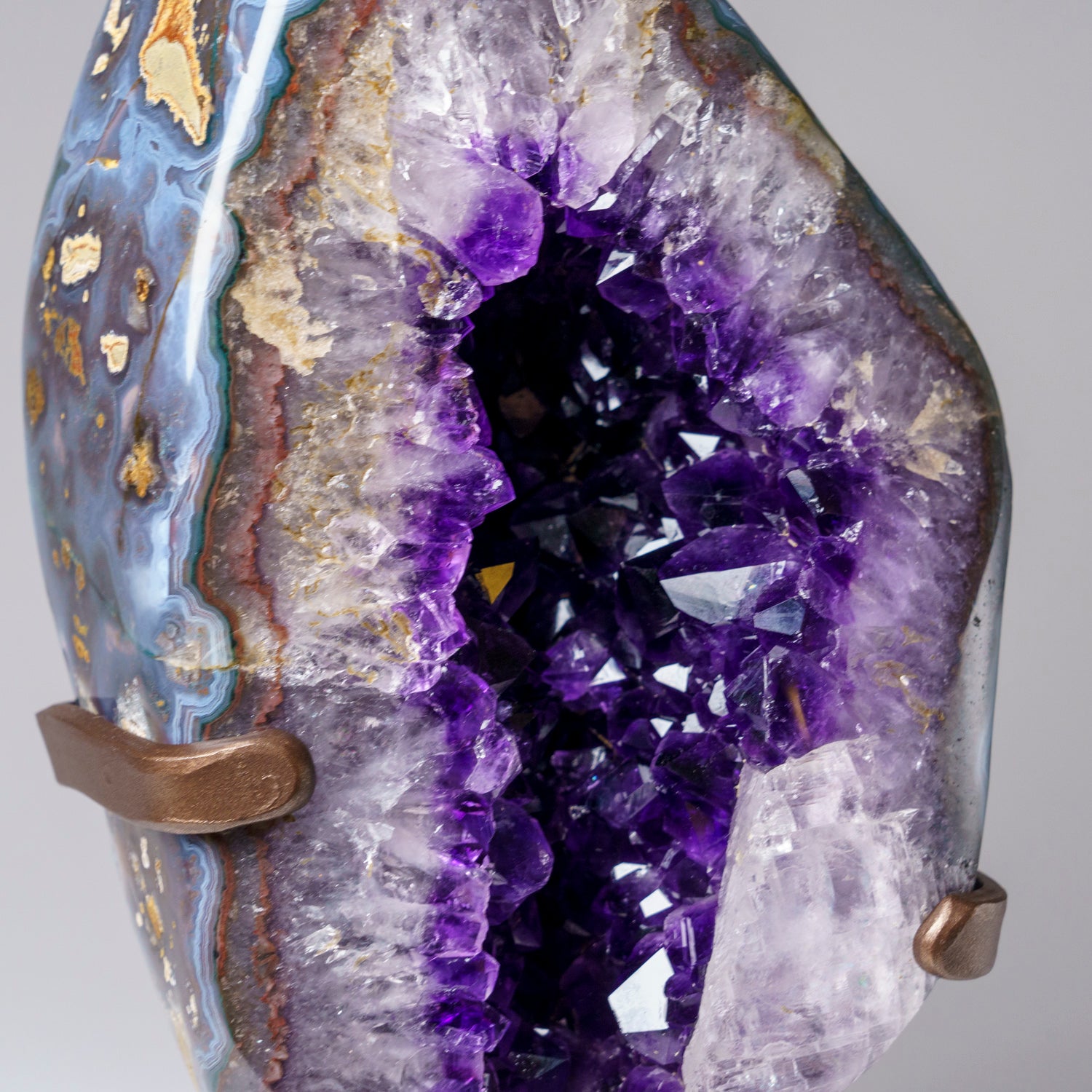 Genuine Amethyst Crystal Cluster Geode on Stand from Brazil (12 lbs)