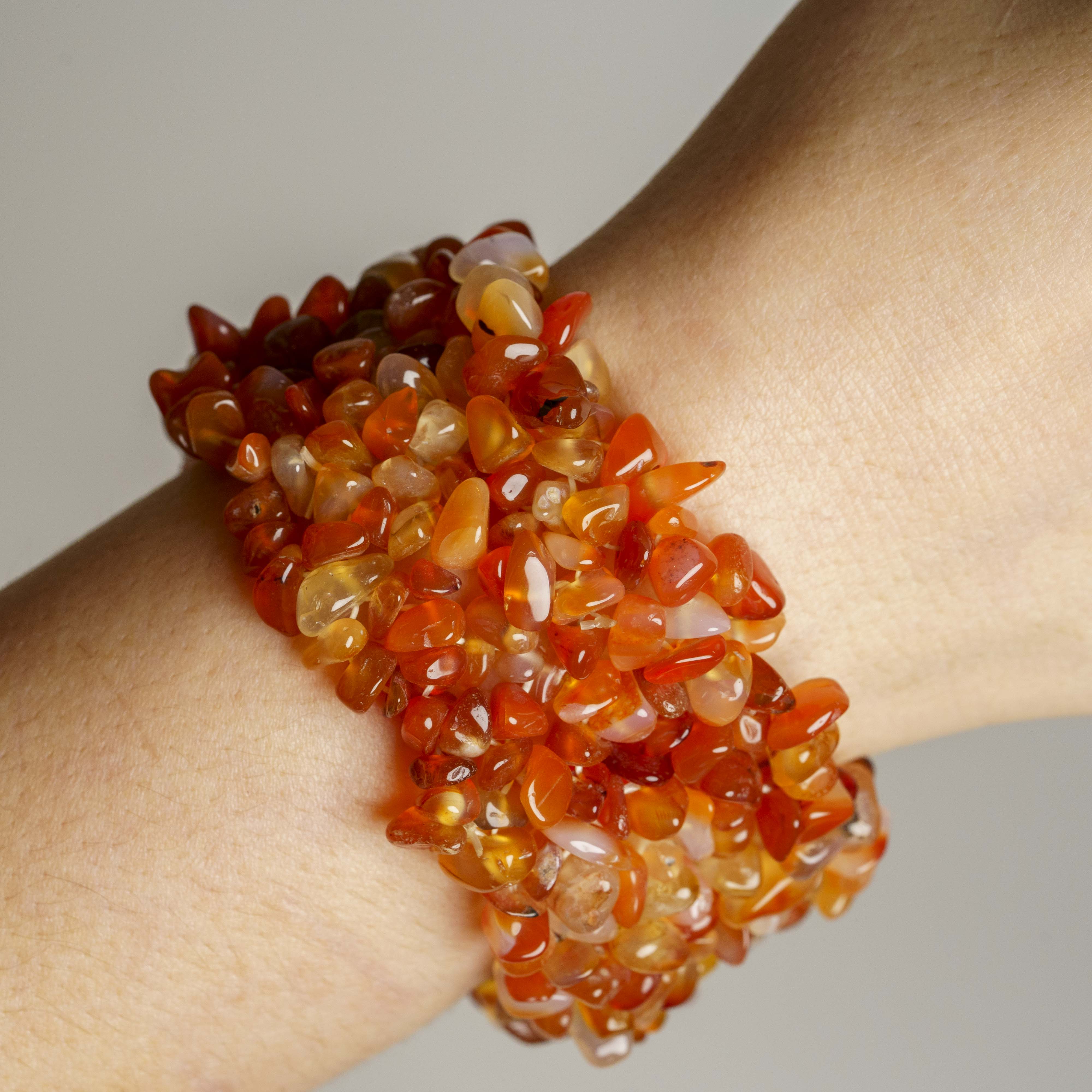 Genuine Carnelian Gemstone 7.5 Inch Cuff Bracelet