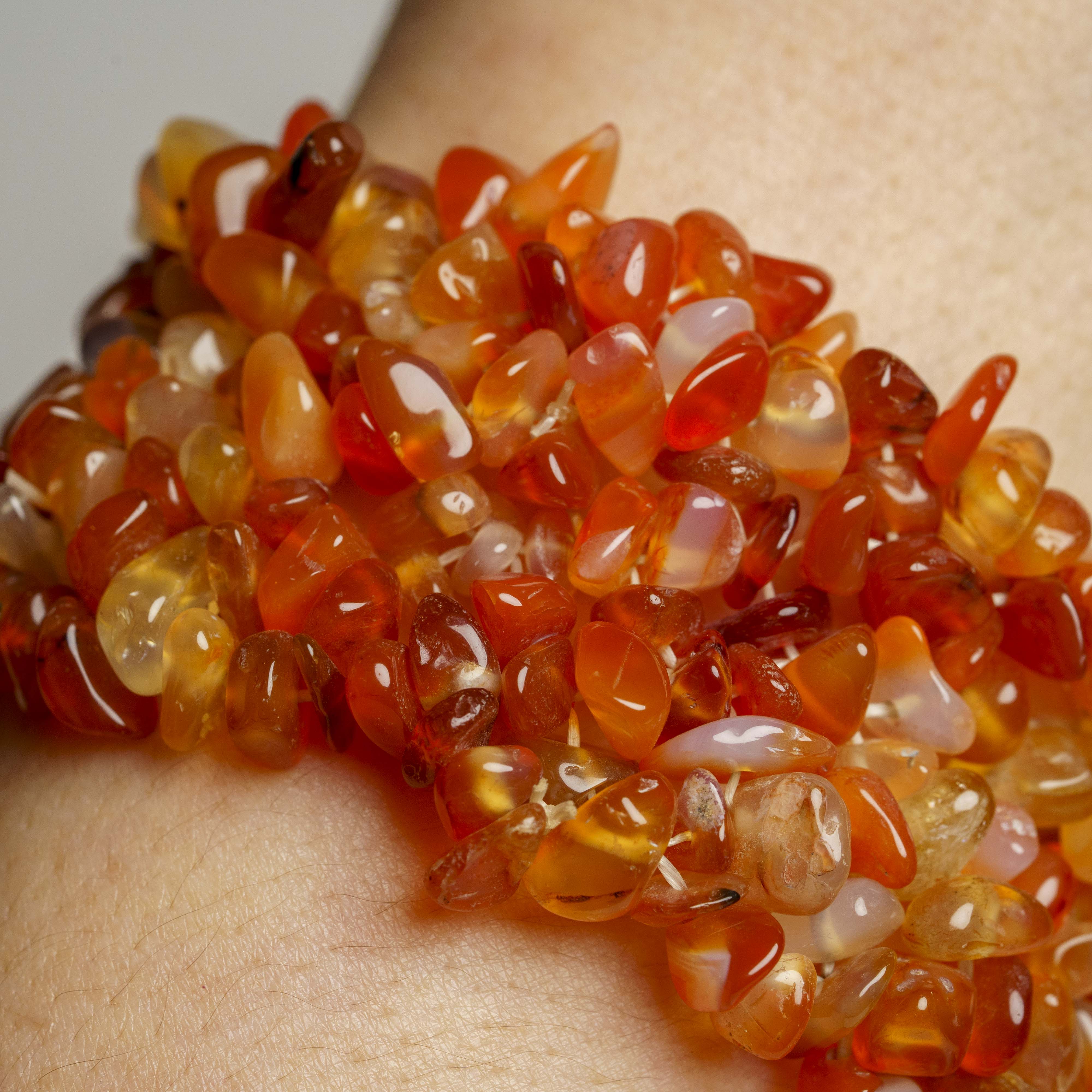 Genuine Carnelian Gemstone 7.5 Inch Cuff Bracelet