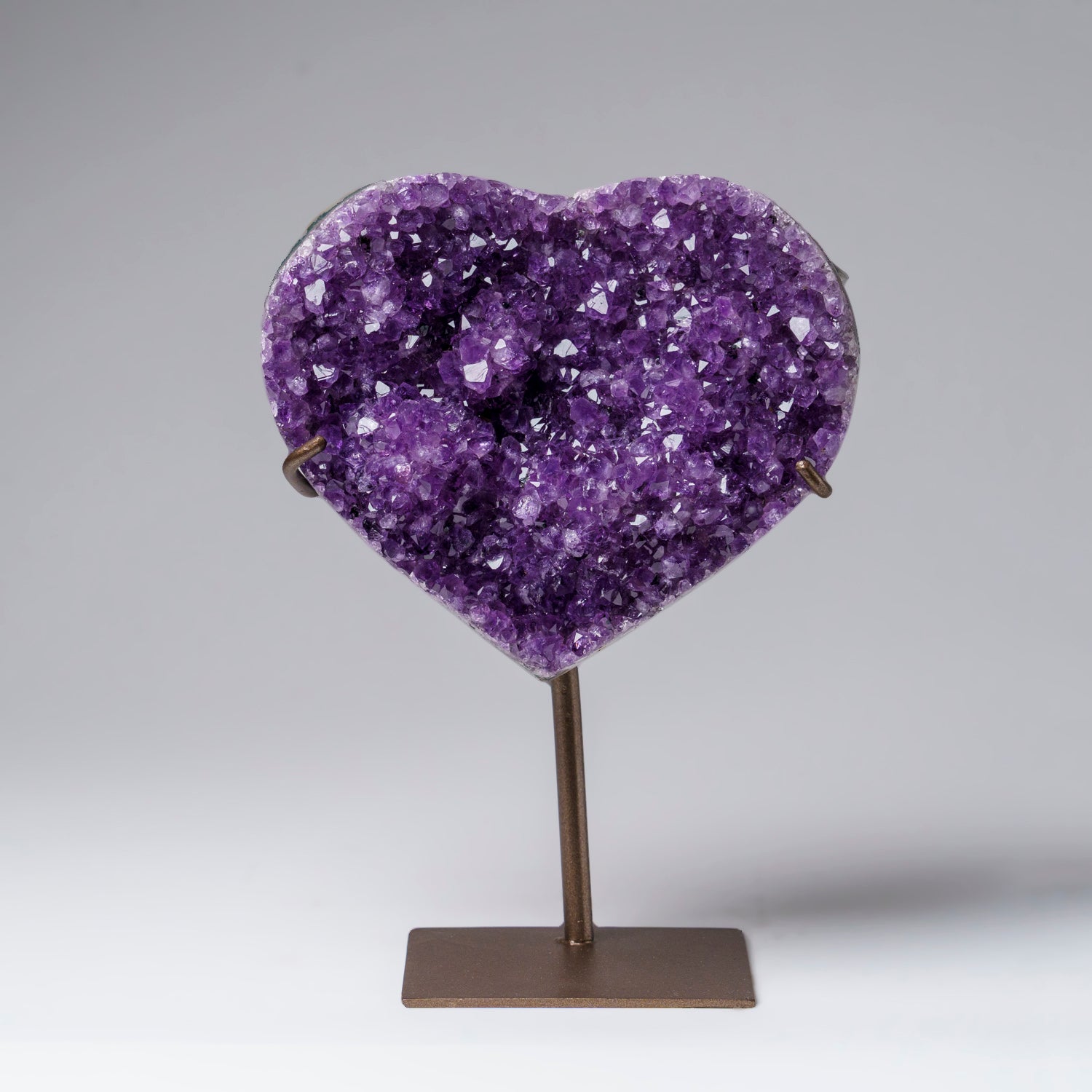 Genuine Amethyst Crystal Cluster Heart on Stand from Brazil (2.5 lbs)