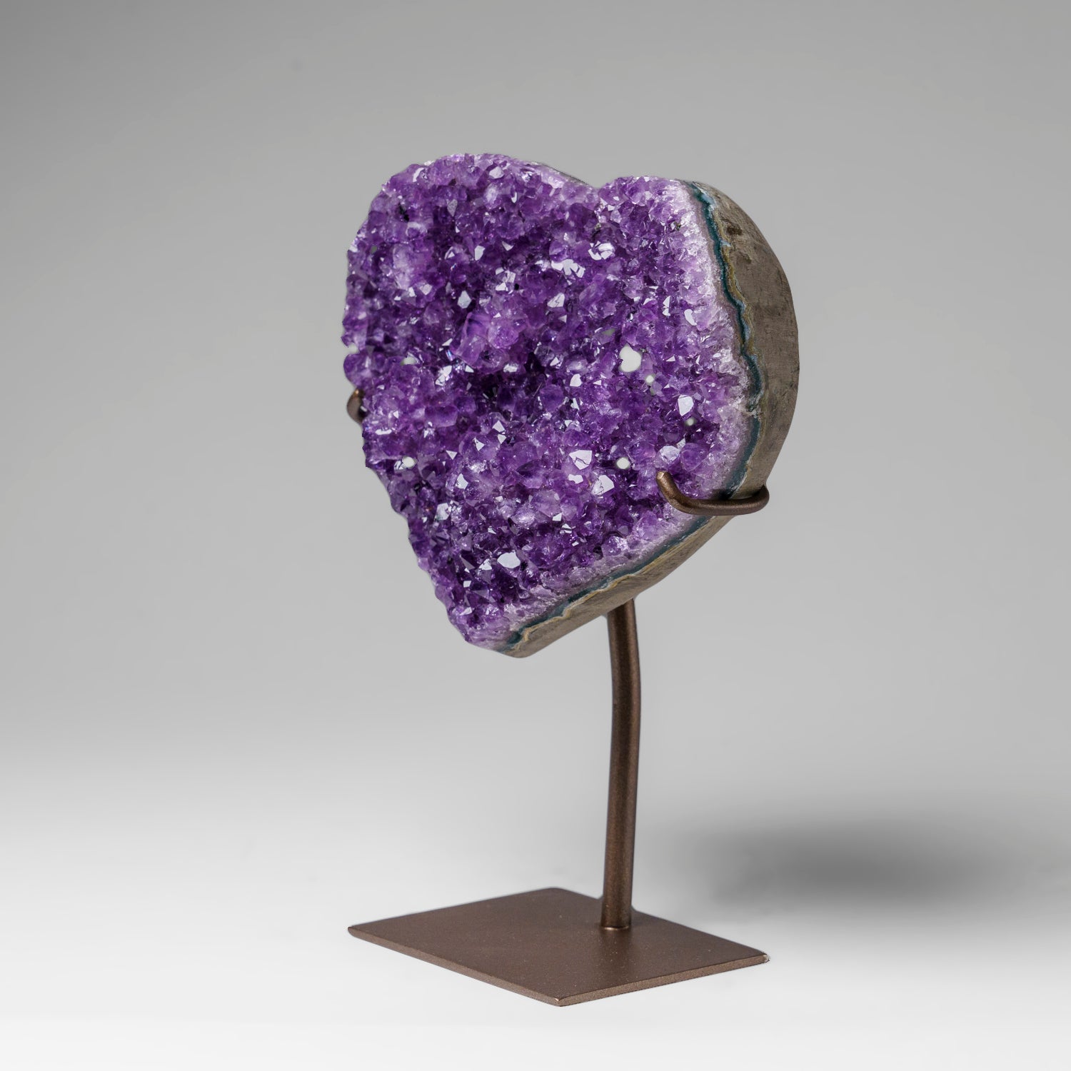 Genuine Amethyst Crystal Cluster Heart on Stand from Brazil (2.5 lbs)