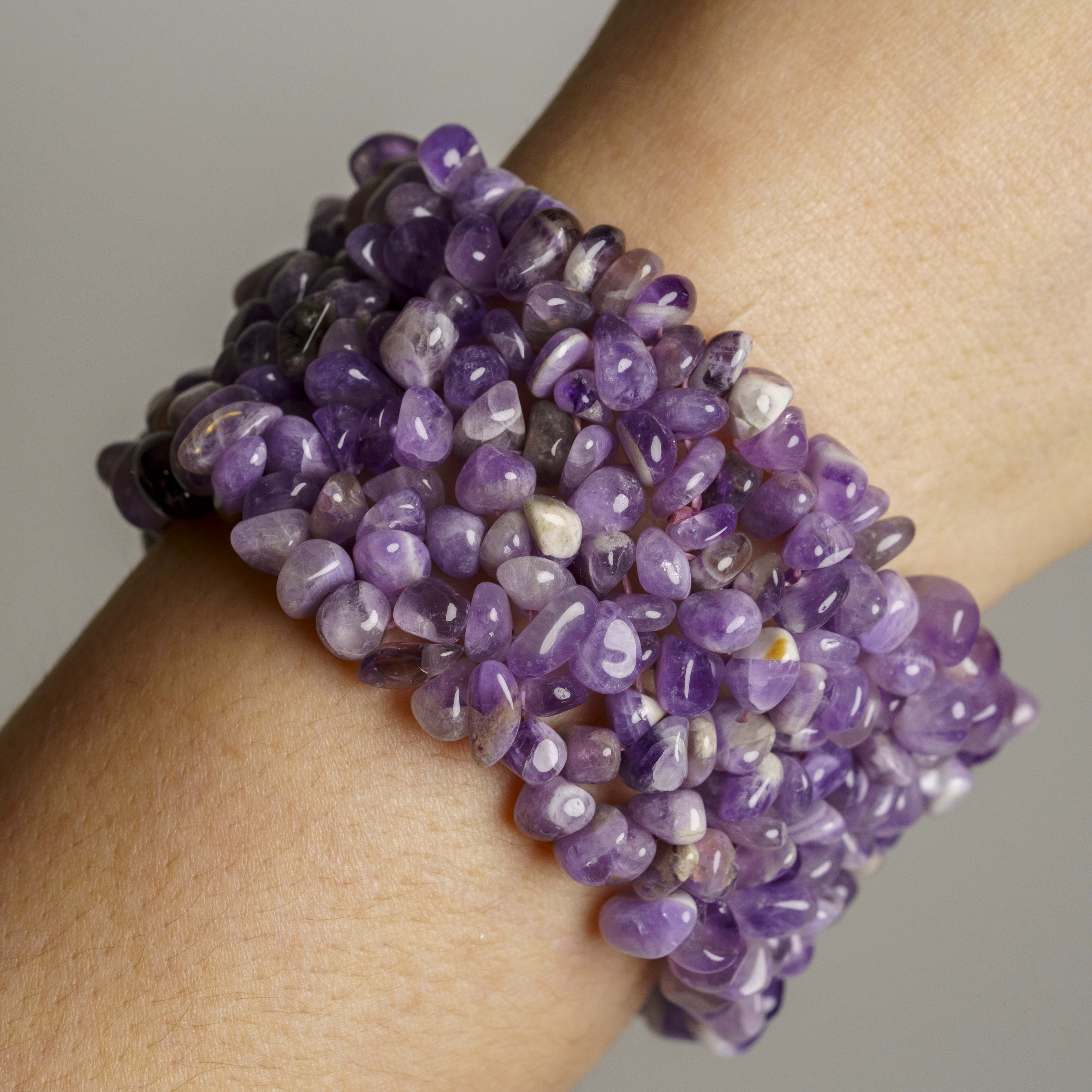 Genuine Amethyst Gem 7.5 Inch Cuff Bracelet