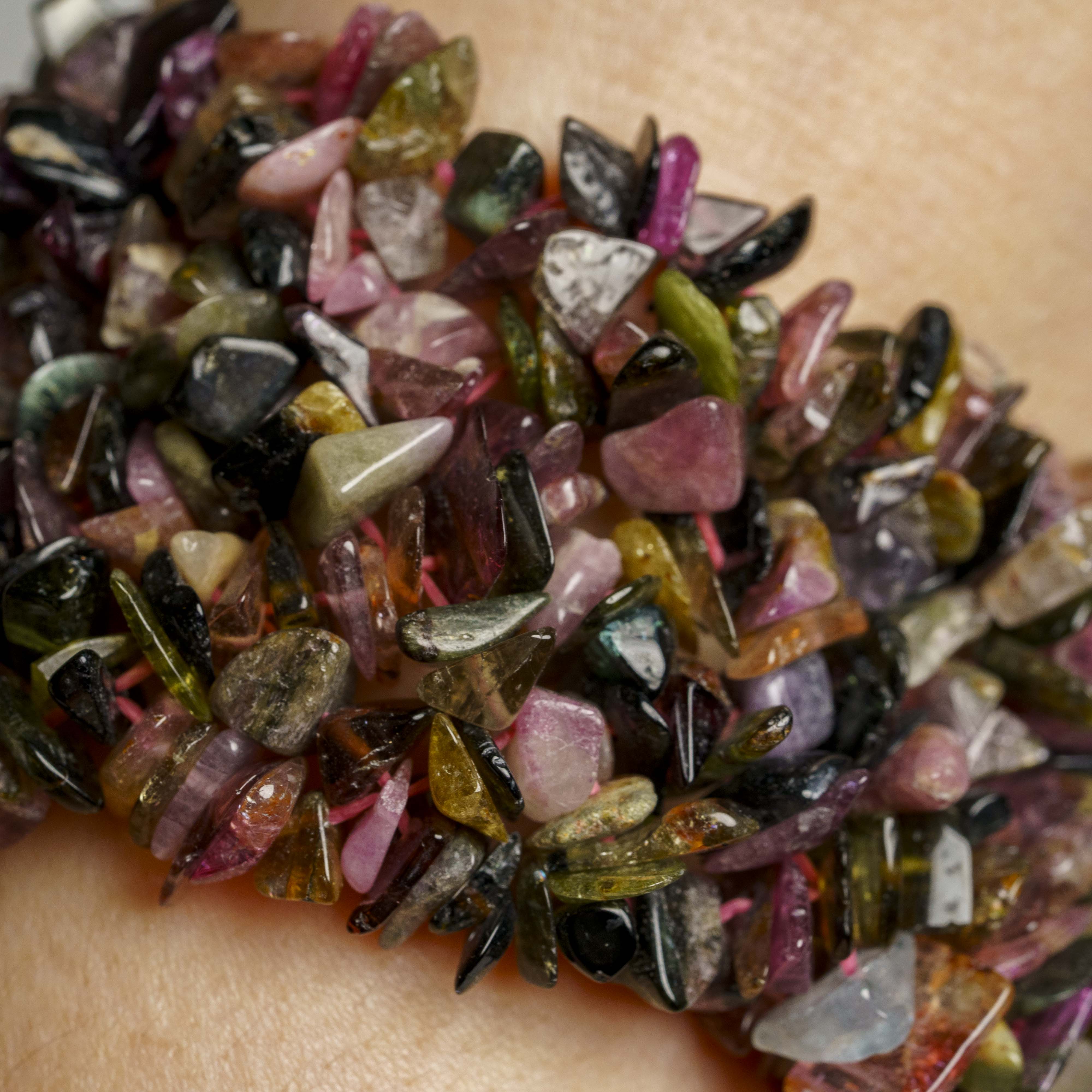 Genuine Multicolor Tourmaline Gemstone 7 Inch Cuff Bracelet