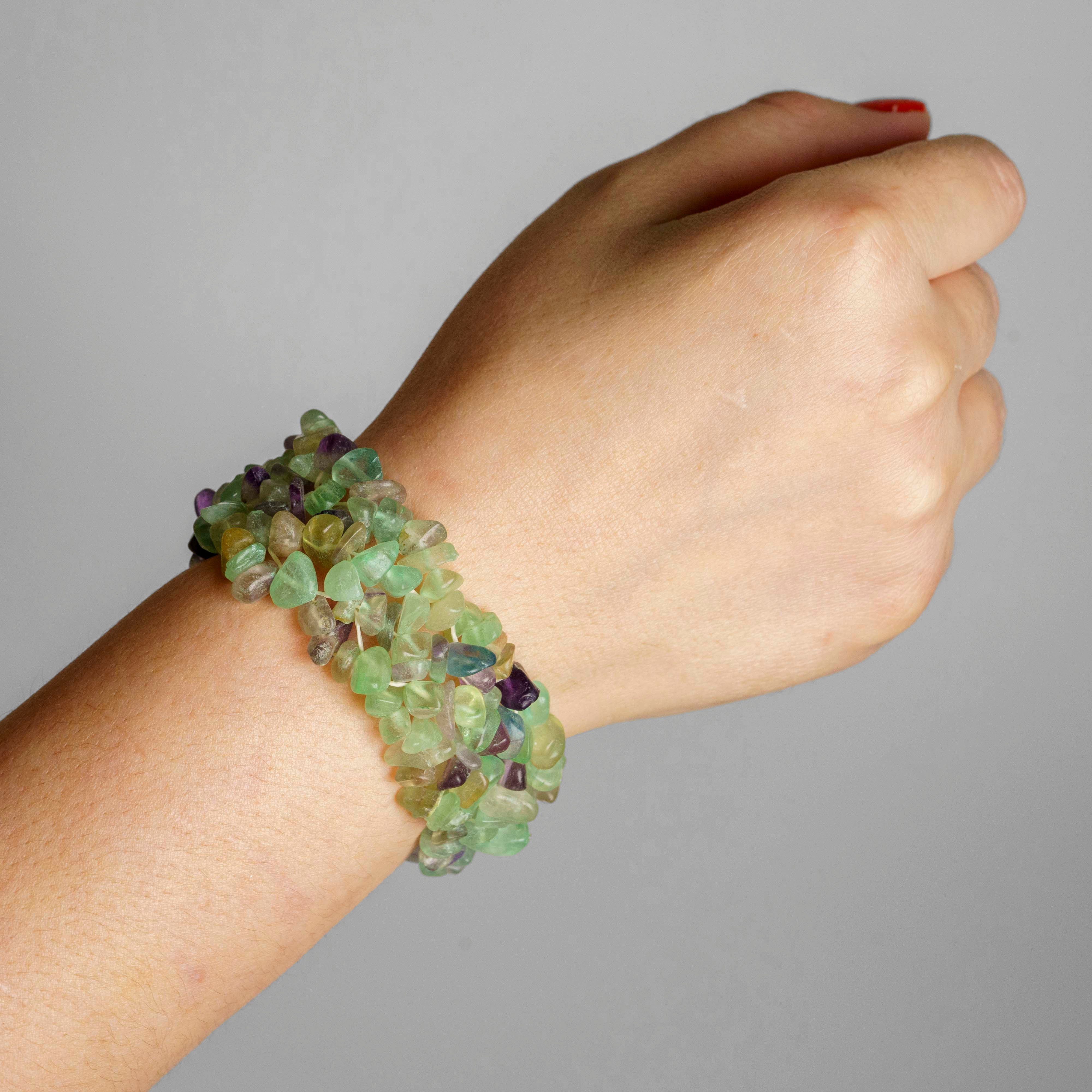 Genuine Flourite Gemstone 7 Inch Cuff Bracelet