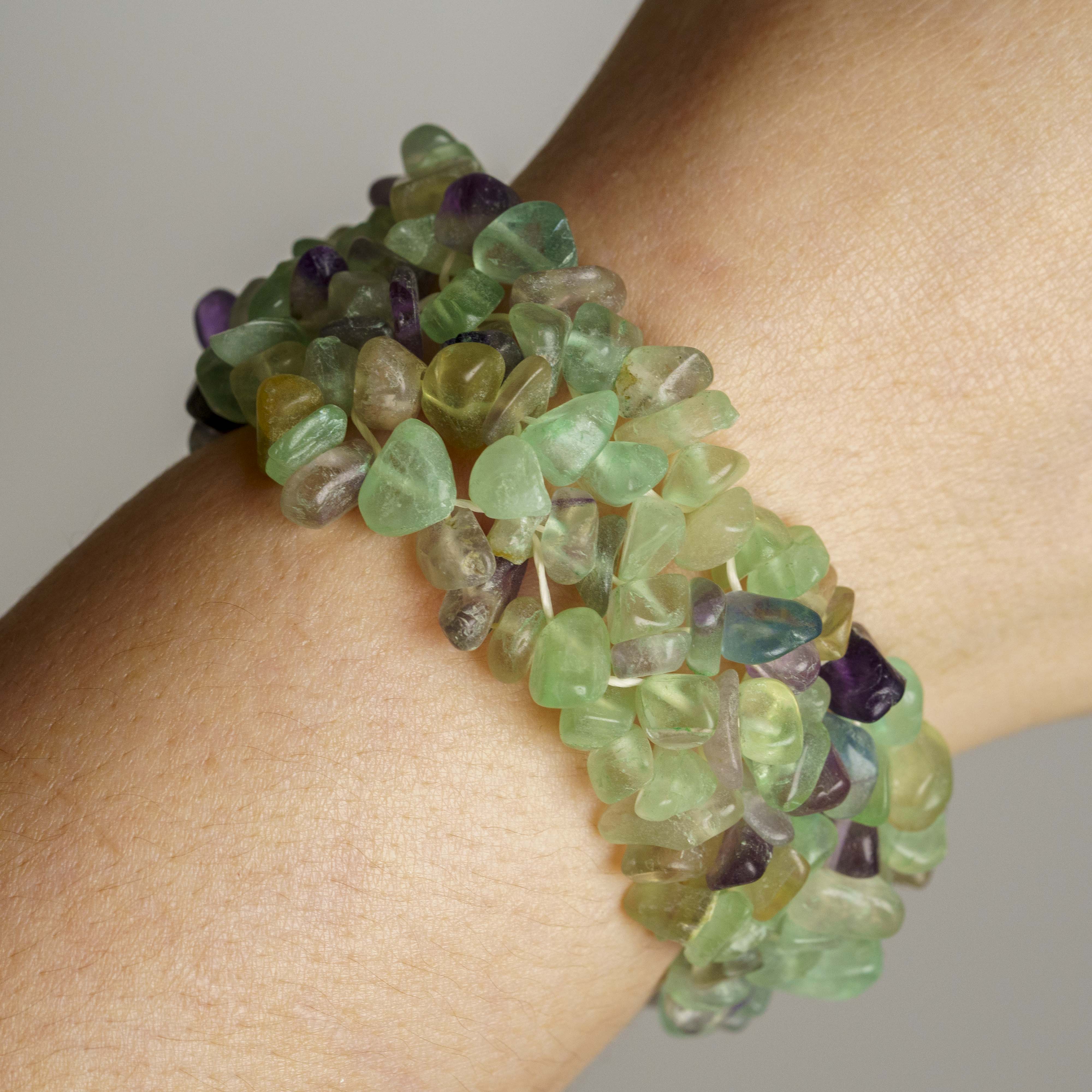 Genuine Flourite Gemstone 7 Inch Cuff Bracelet