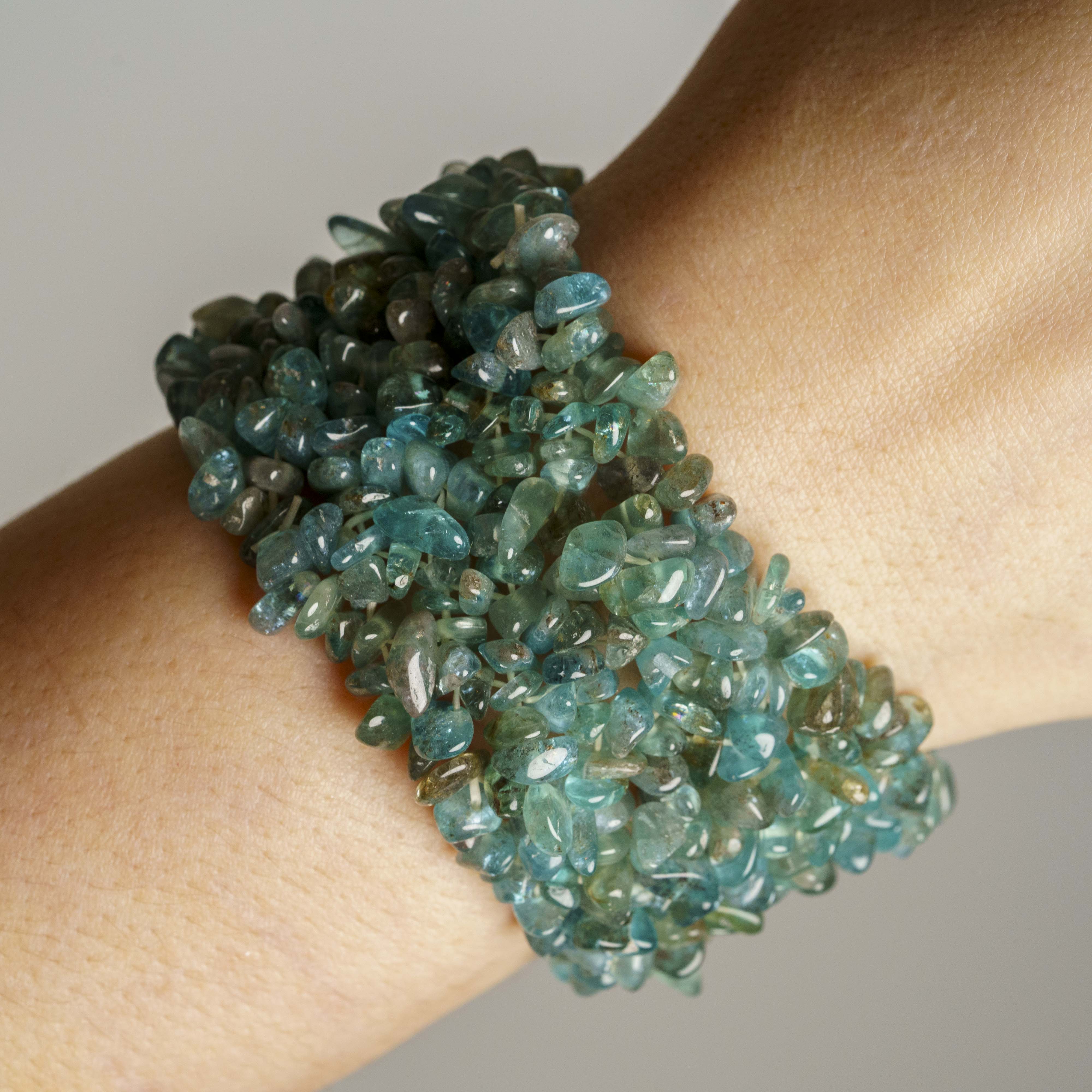 Genuine Aquamarine Gem 6.5 Inch Cuff Bracelet