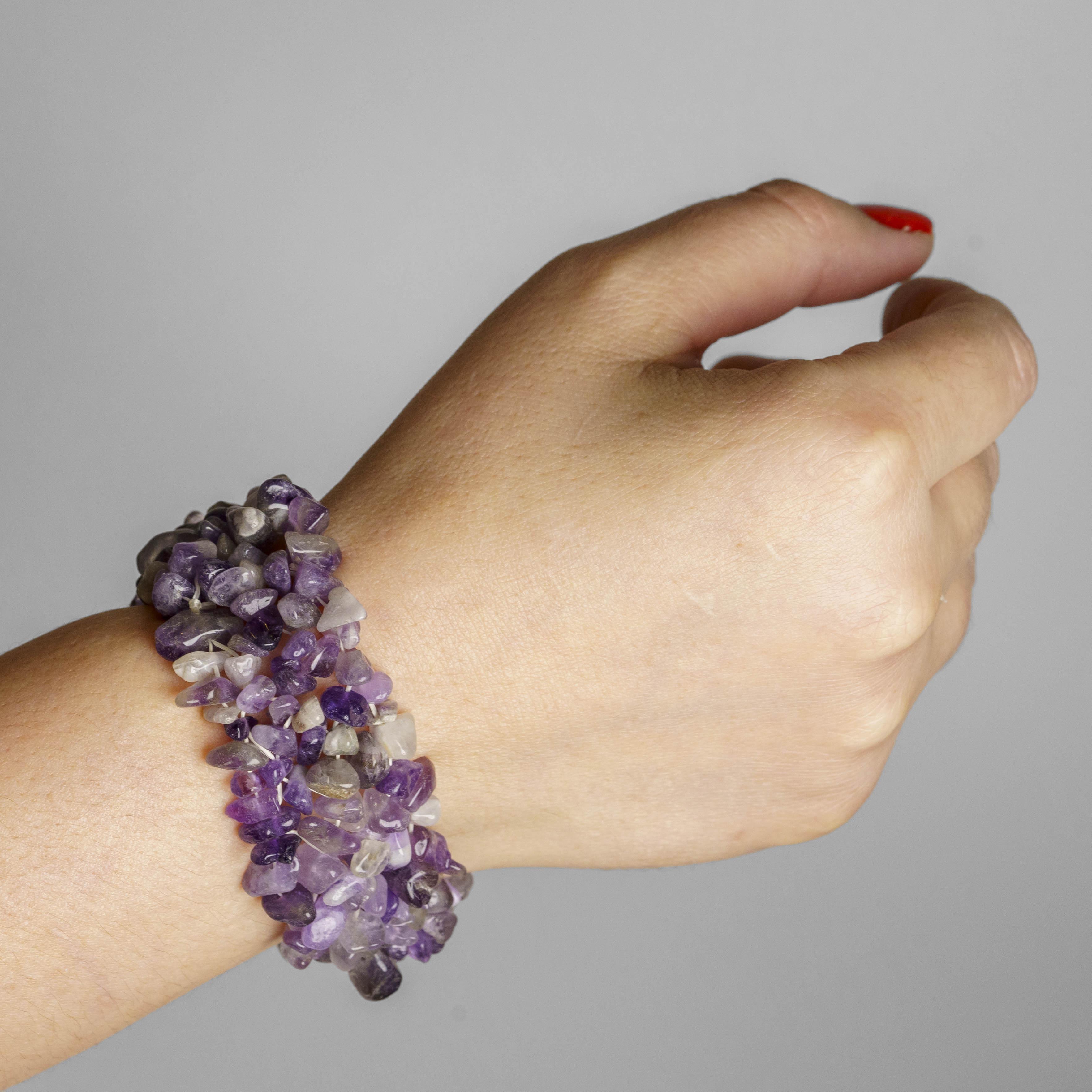 Genuine Amethyst Gem 7 Inch Cuff Bracelet