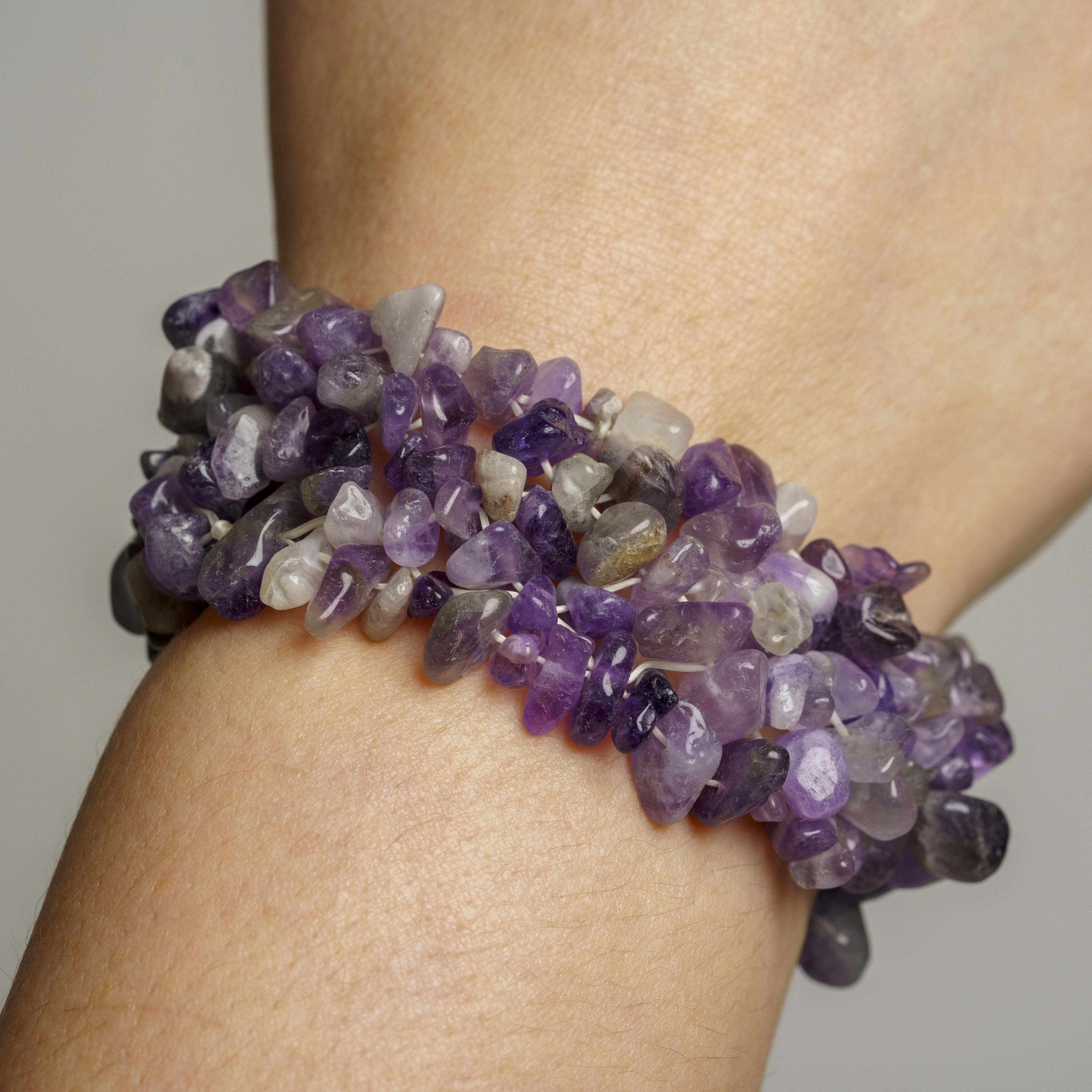 Genuine Amethyst Gem 7 Inch Cuff Bracelet