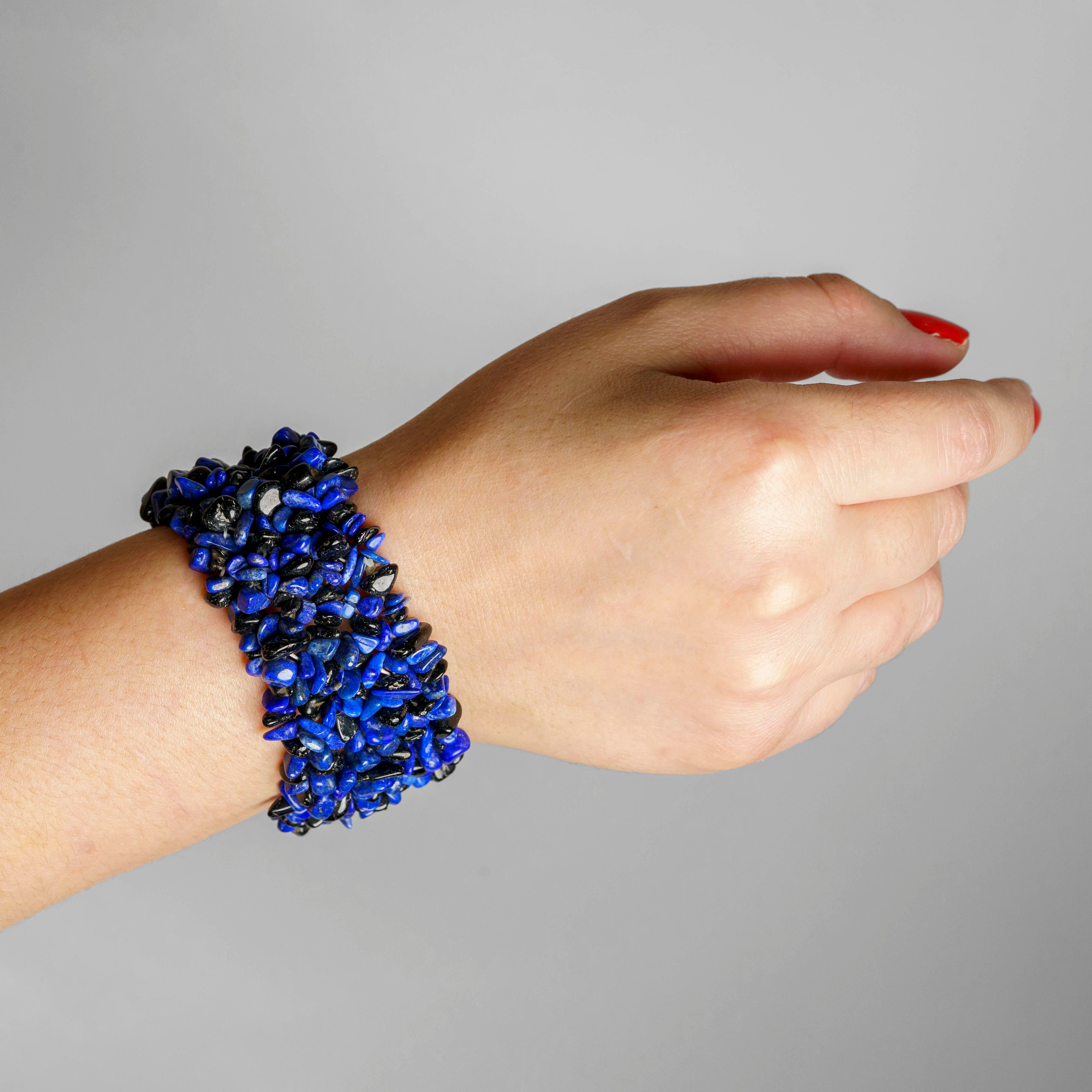 Genuine Lapis Lazuli Gem 7 Inch Cuff Bracelet