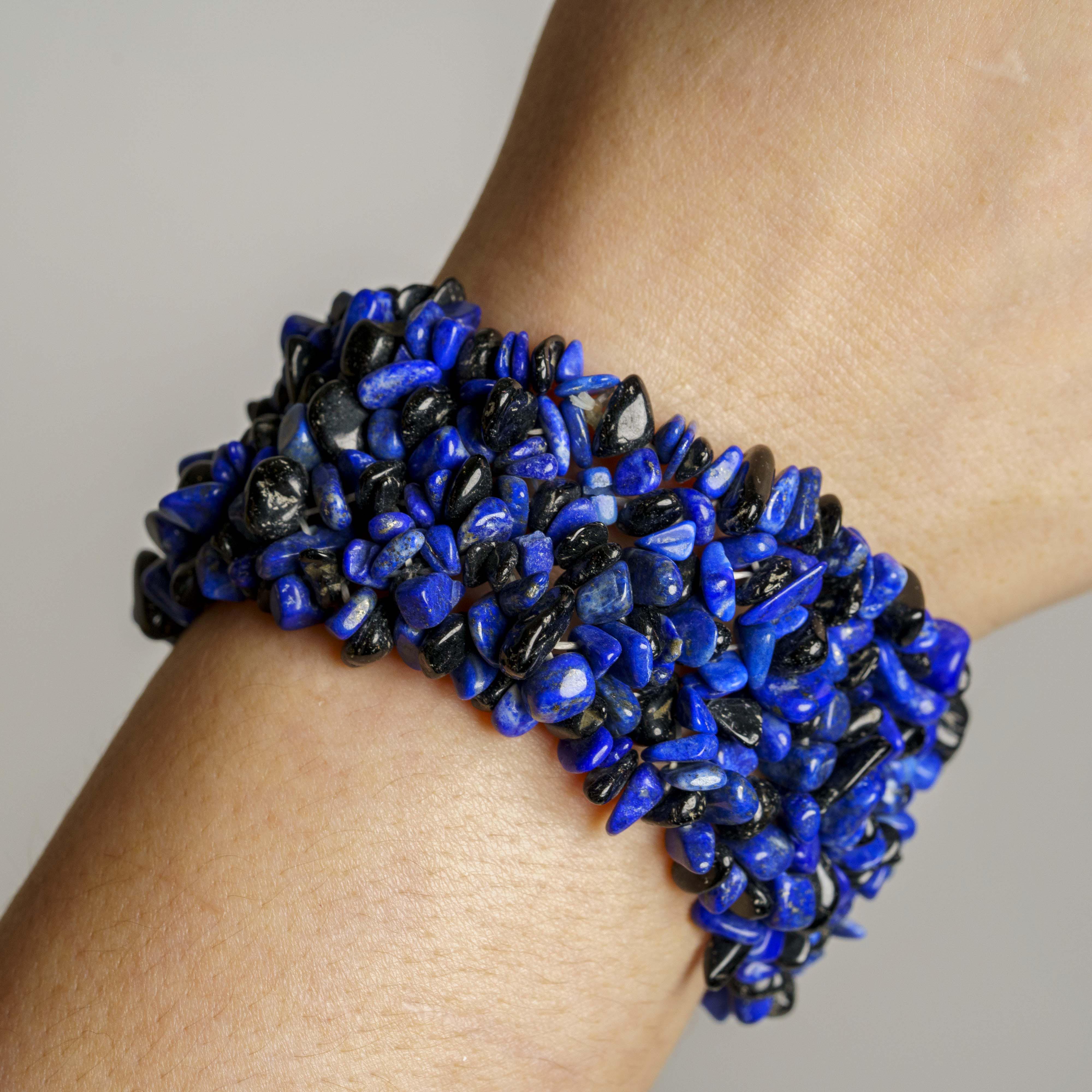 Genuine Lapis Lazuli Gem 7 Inch Cuff Bracelet