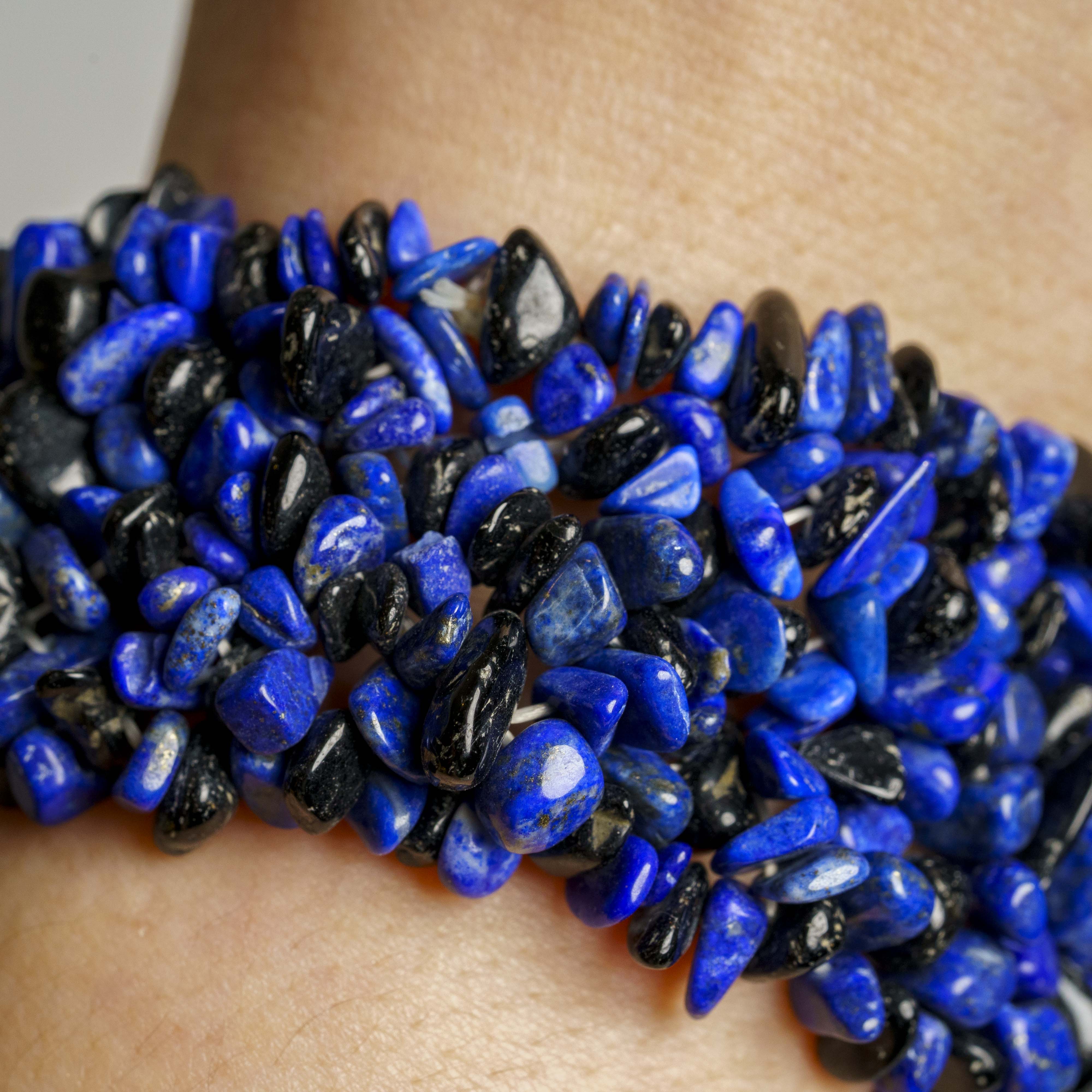 Genuine Lapis Lazuli Gem 7 Inch Cuff Bracelet