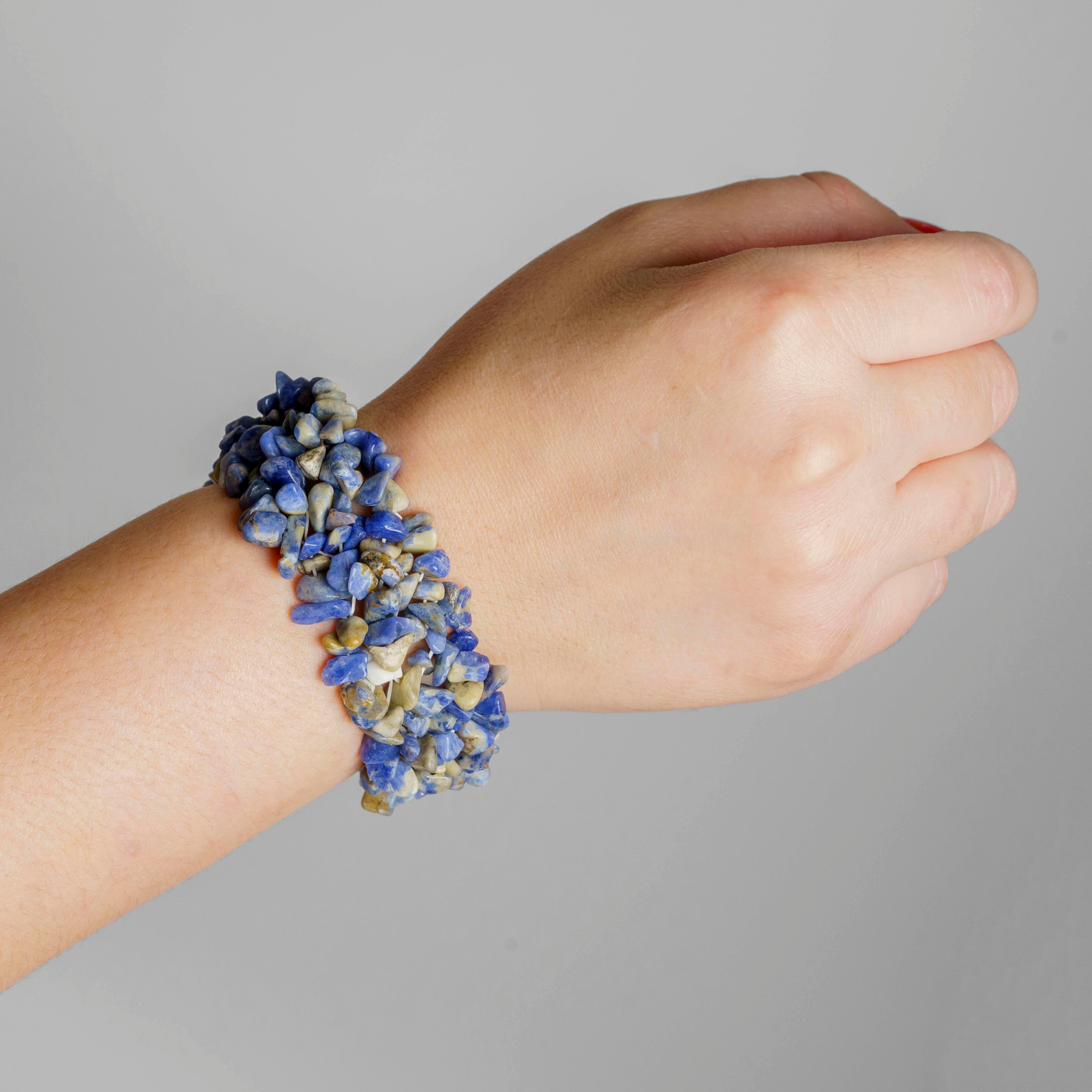 Genuine Sodalite Gem 7 Inch Cuff Bracelet