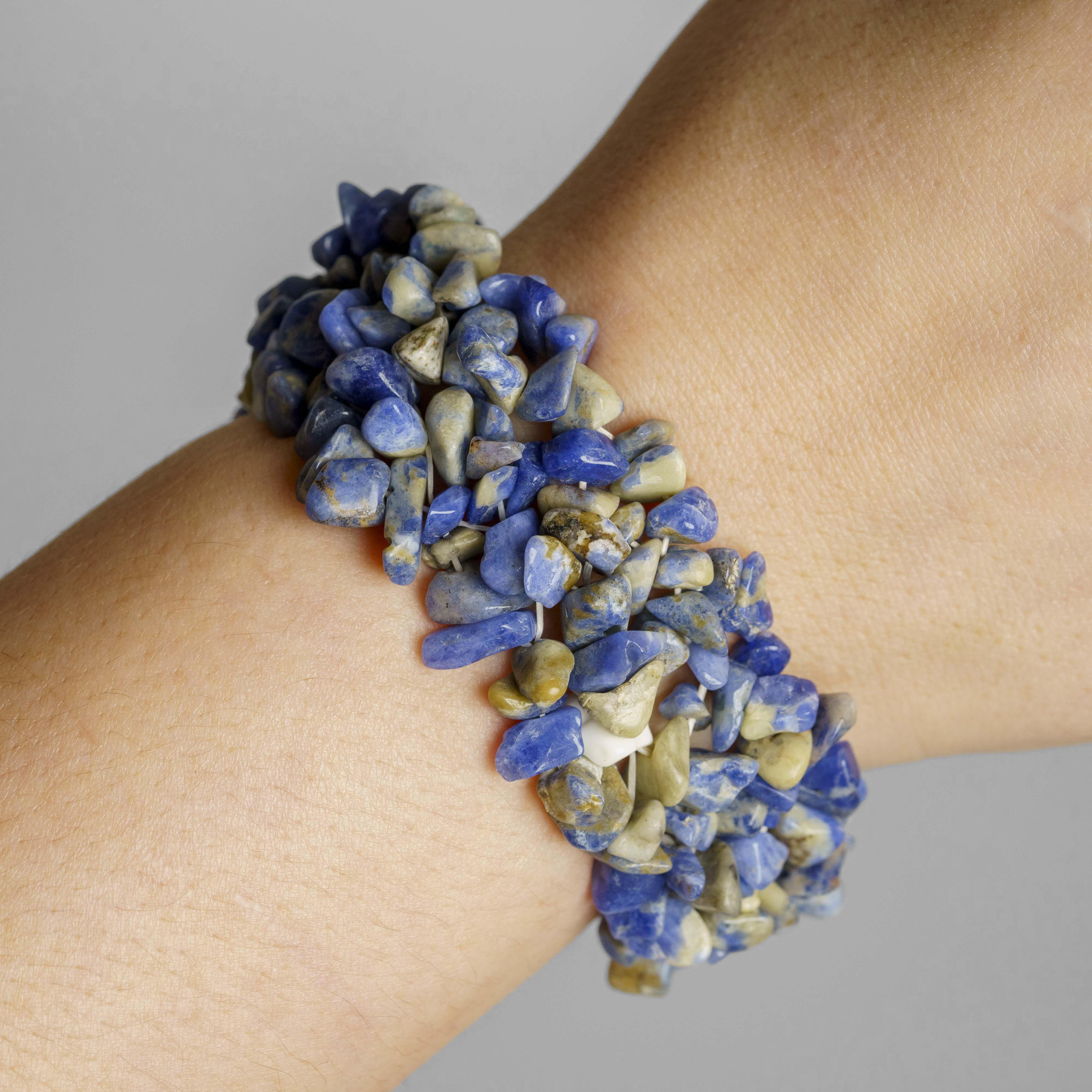 Genuine Sodalite Gem 7 Inch Cuff Bracelet