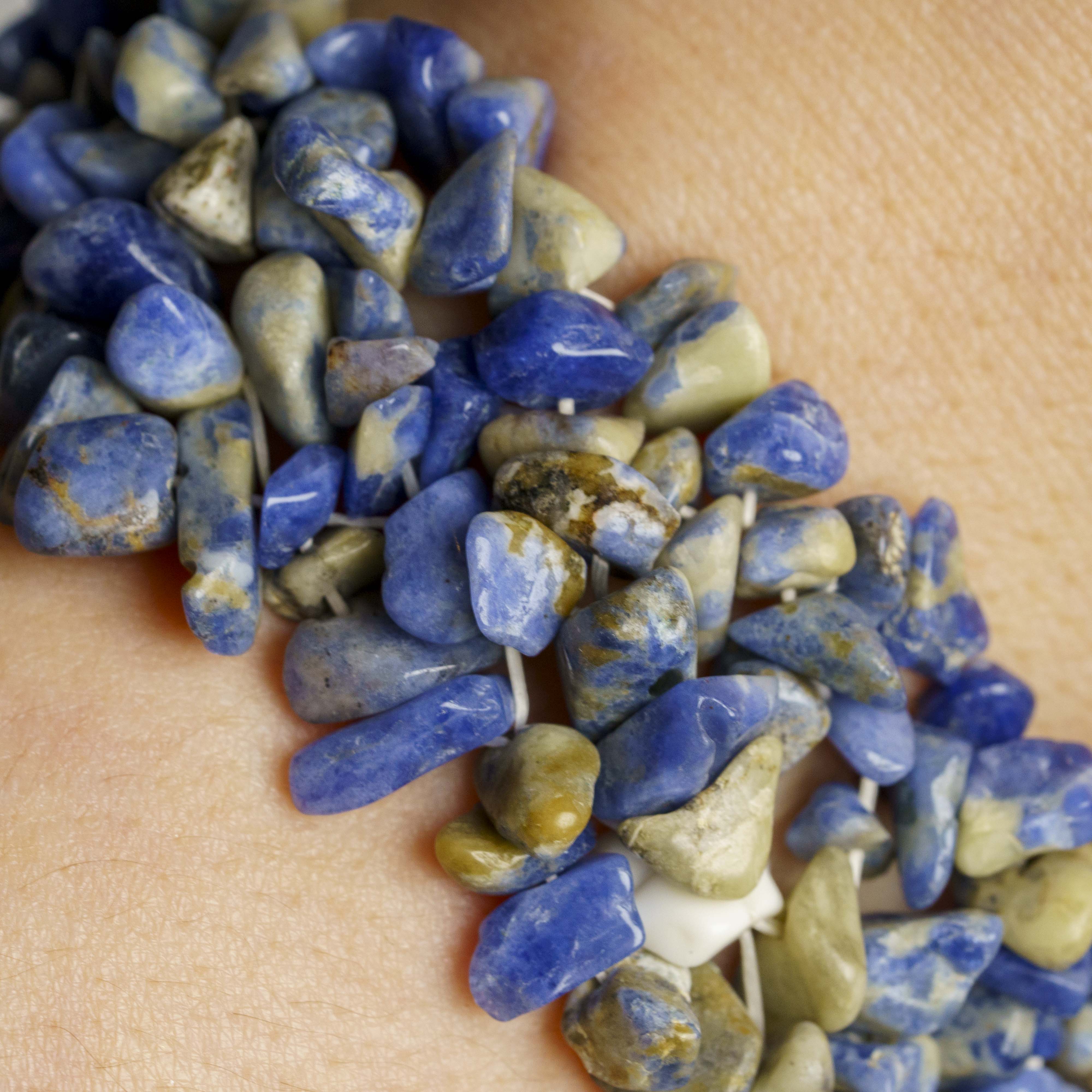 Genuine Sodalite Gem 7 Inch Cuff Bracelet