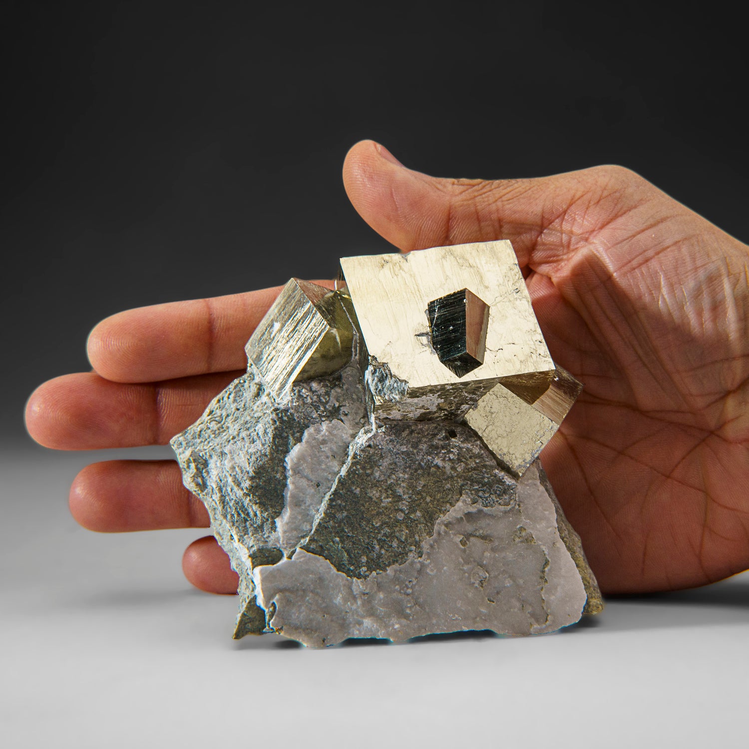 Pyrite Cube on Basalt from Navajún, La Rioja Province, Spain (1.2 lbs)