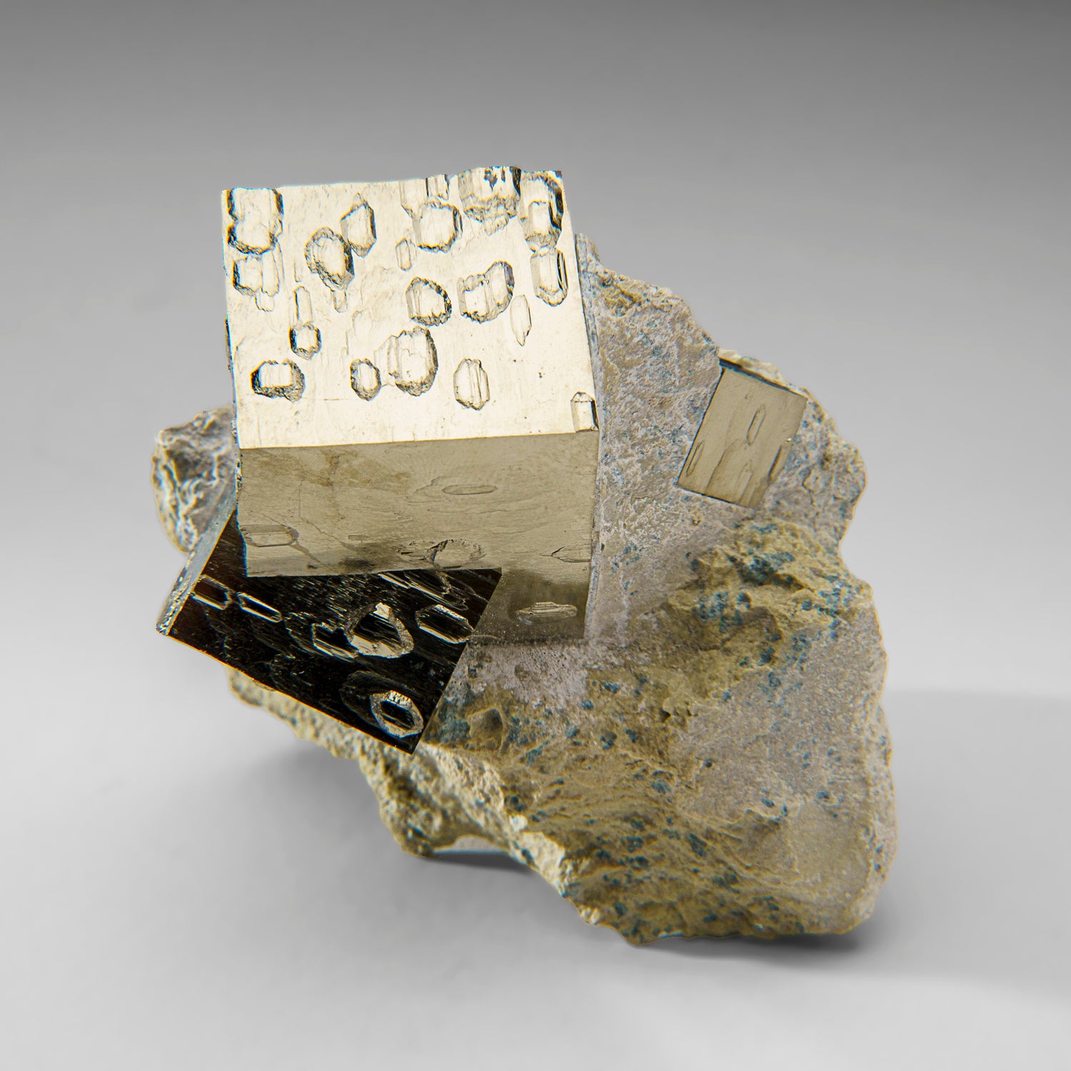 Pyrite Cube on Basalt from Navajún, La Rioja Province, Spain (438 grams)