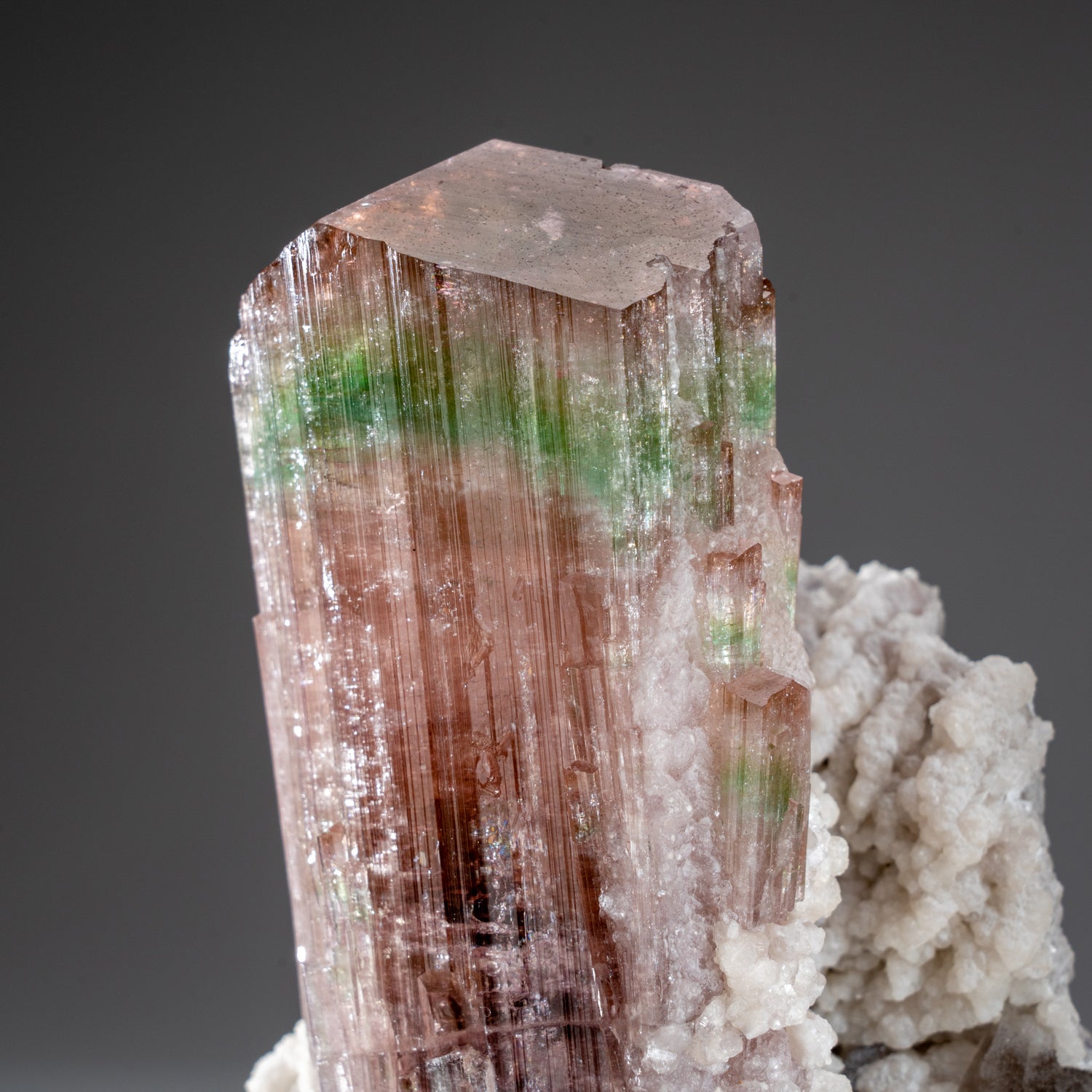 Waterlemon Tourmaline with Smoky Quartz and Albite from Nuristan Province, Afghanistan