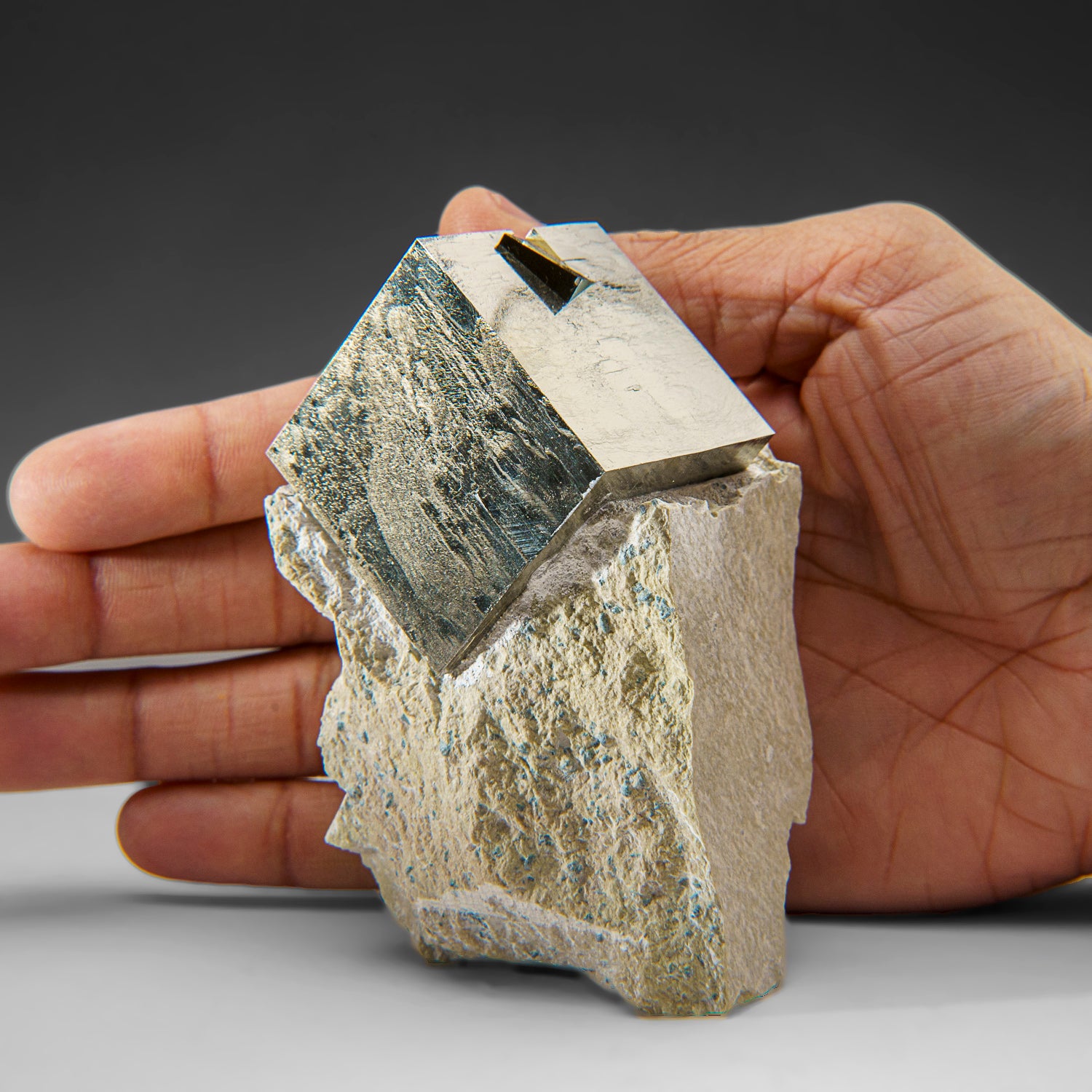 Pyrite Cube on Basalt from Navajún, La Rioja Province, Spain (1.4 lbs)