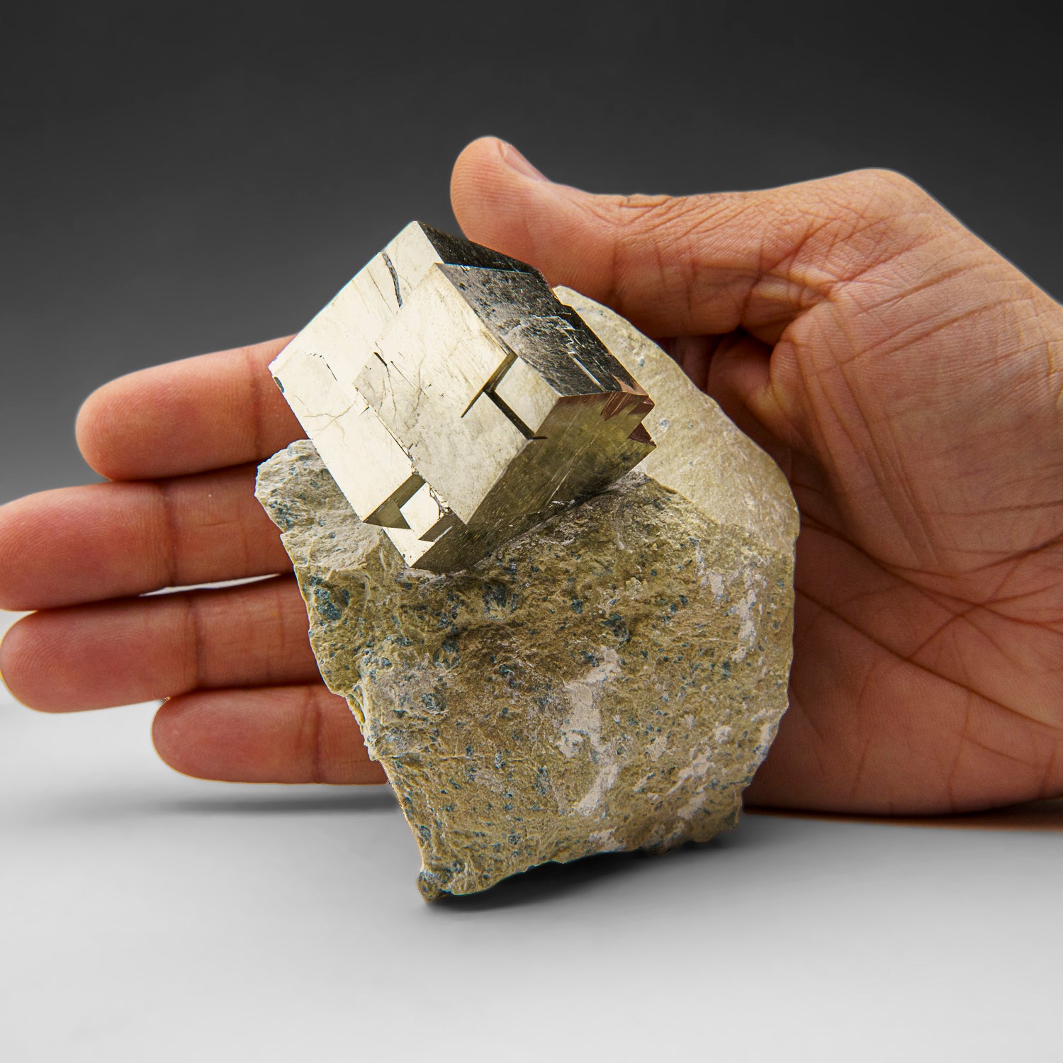 Pyrite Cube on Basalt from Navajún, La Rioja Province, Spain (1.1 lbs)