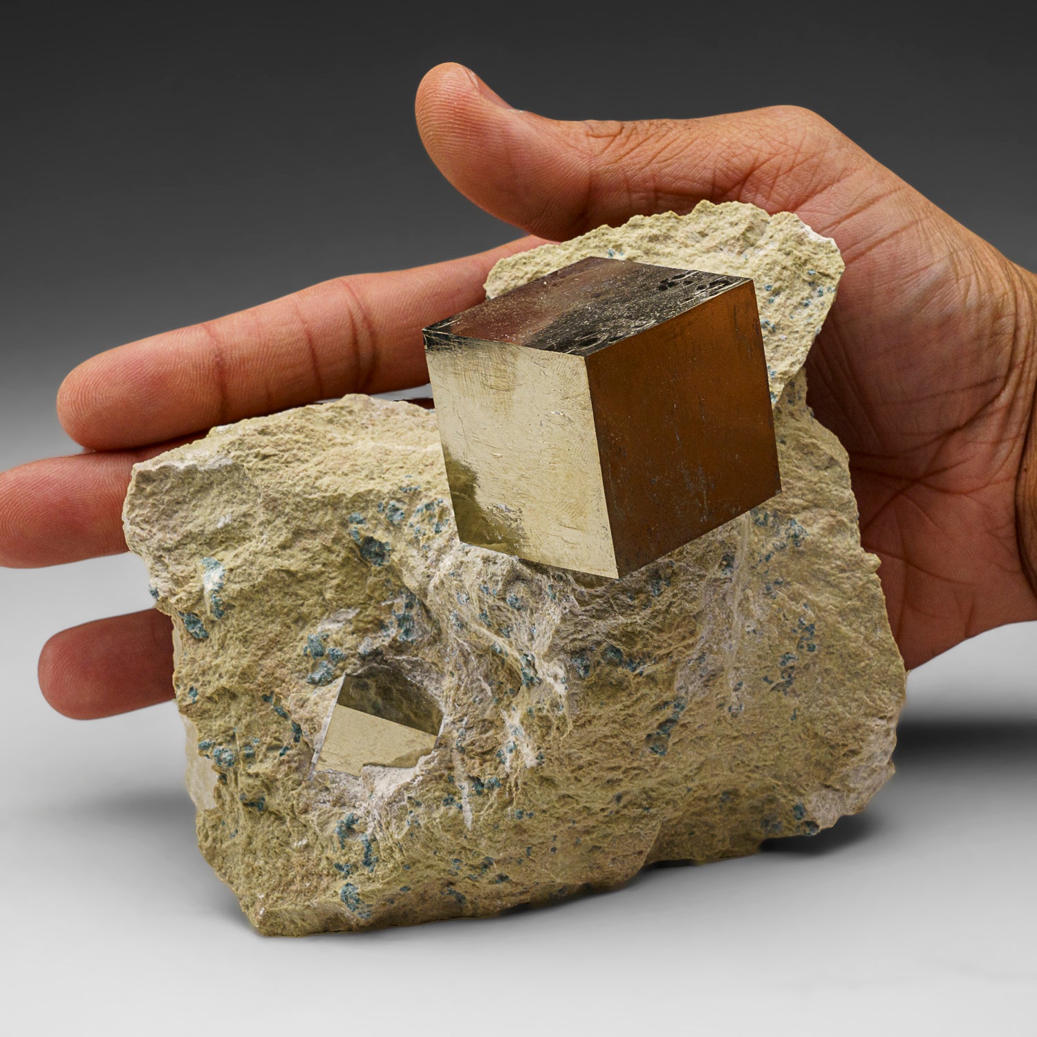Pyrite Cube on Basalt from Navajún, La Rioja Province, Spain (2.6 lbs)