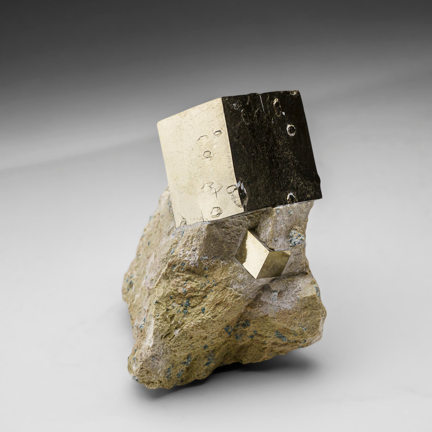 Pyrite Cube on Basalt from Navajún, La Rioja Province, Spain (2.1 lbs)