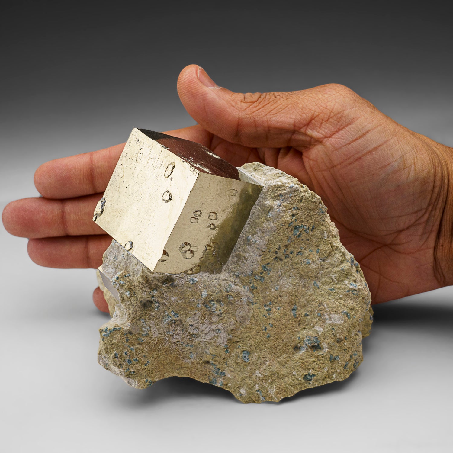 Pyrite Cube on Basalt from Navajún, La Rioja Province, Spain (2.1 lbs)