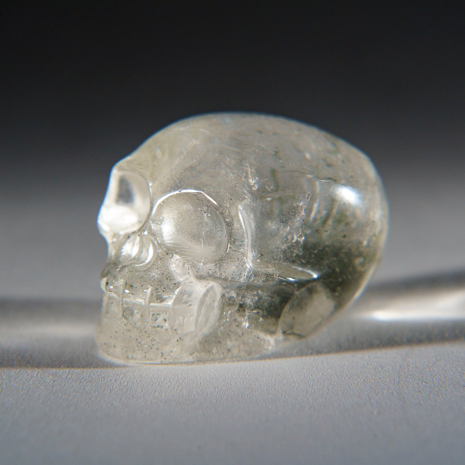 Genuine Polished Clear Quartz Skull Carving