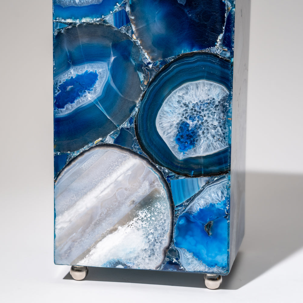 Genuine Square Blue Agate Desk Lamp Set from Brazil (13")