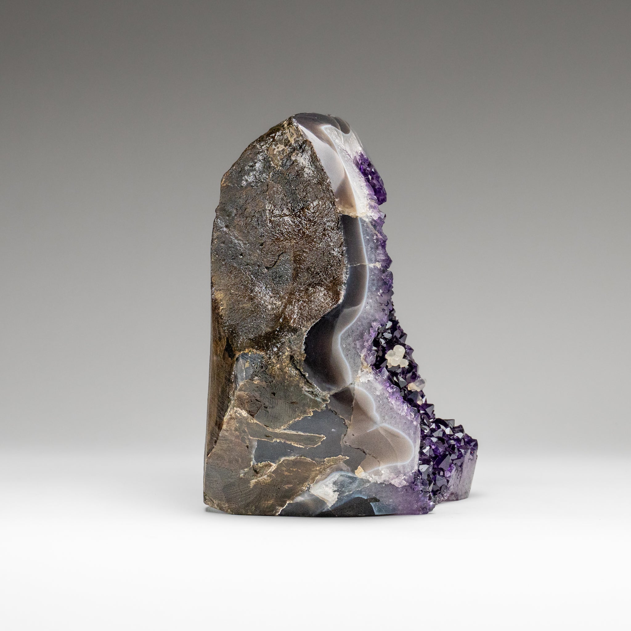 Genuine Amethyst Crystal Cluster with Calcite from Uruguay (16 lbs)