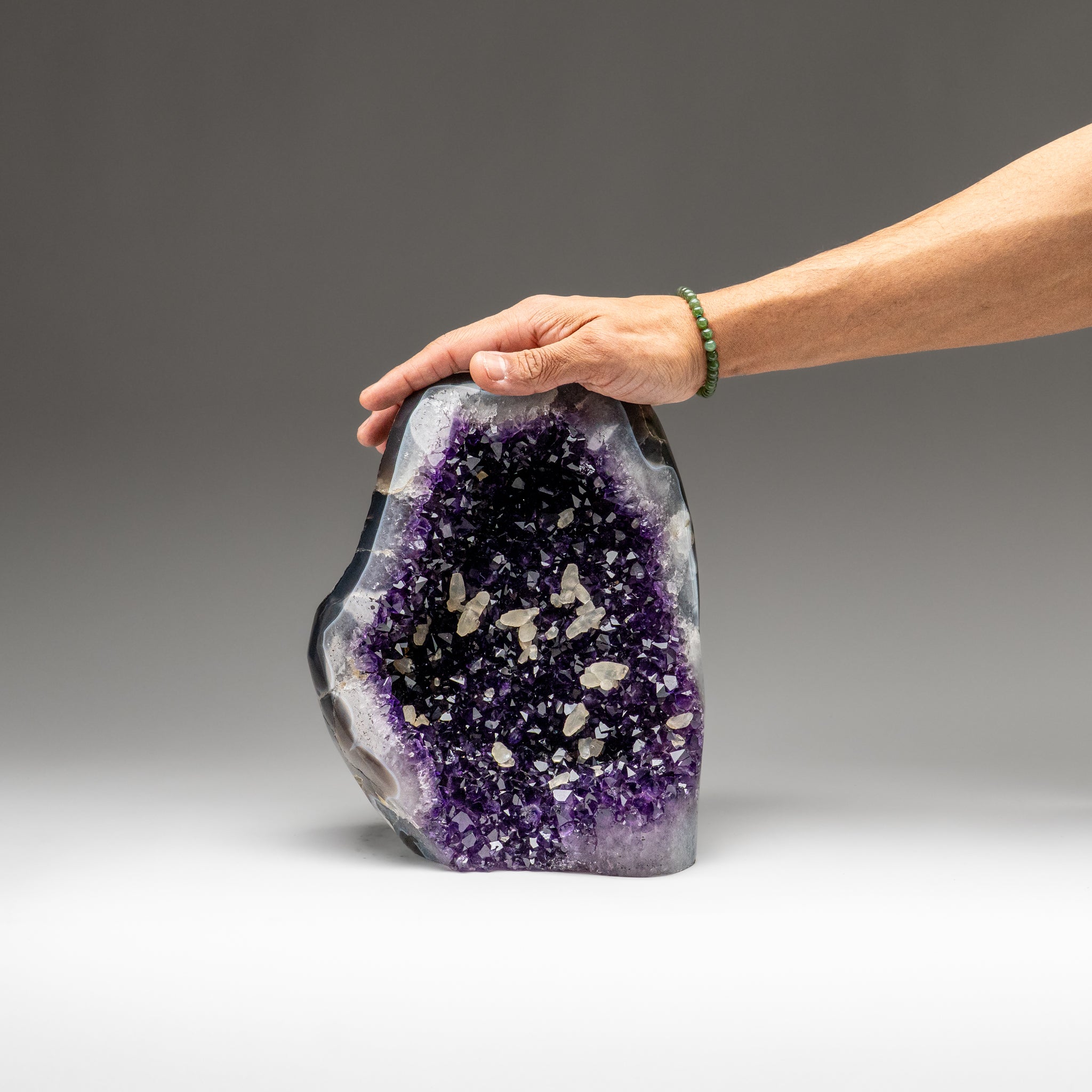 Genuine Amethyst Crystal Cluster with Calcite from Uruguay (16 lbs)