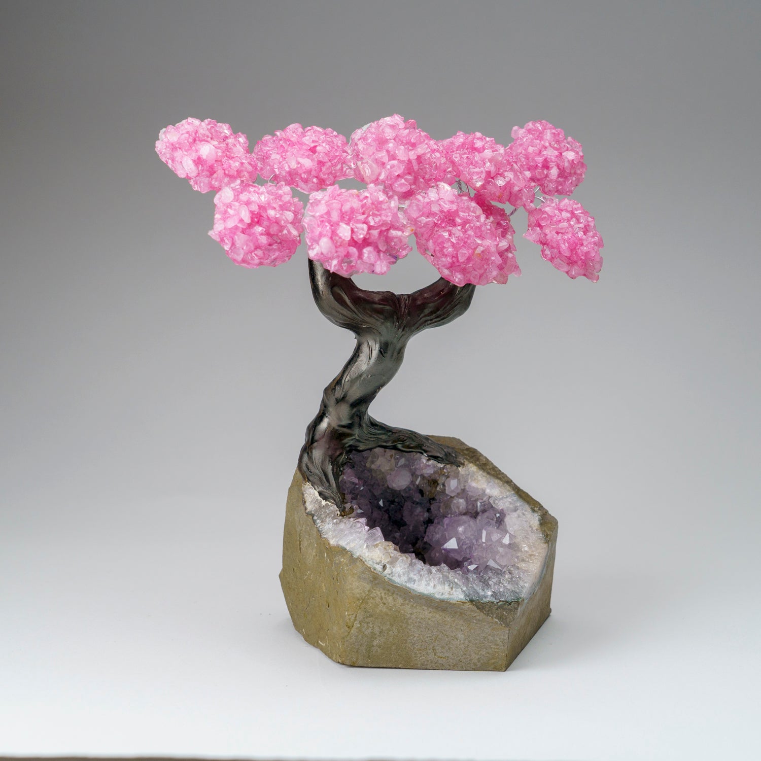 Custom - Genuine Rose Quartz Clustered Gemstone Tree on Amethyst Matrix (The Love Tree)