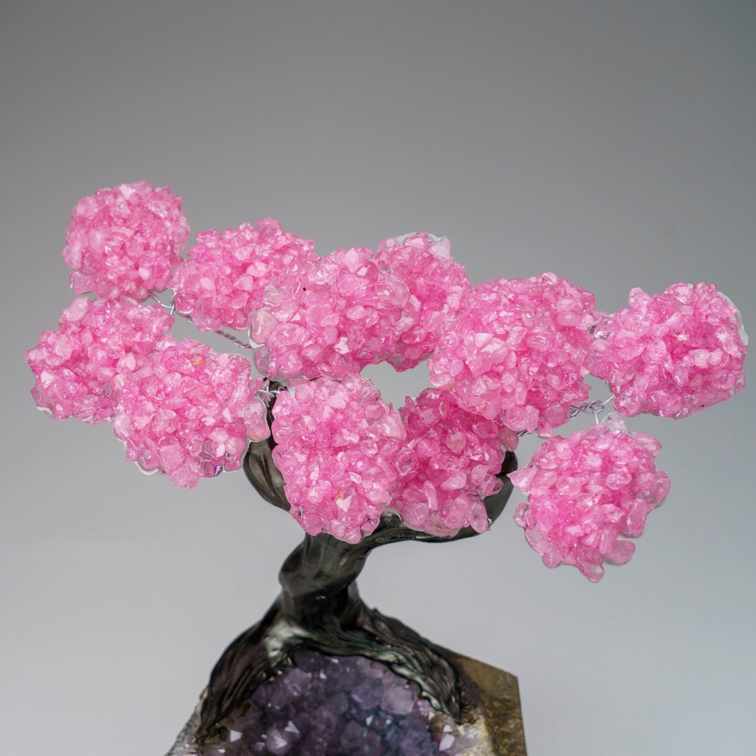 Custom - Genuine Rose Quartz Clustered Gemstone Tree on Amethyst Matrix (The Love Tree)