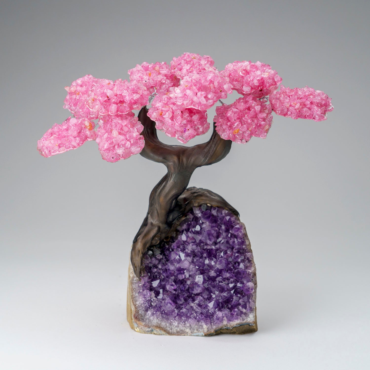 Custom - Genuine Rose Quartz Clustered Gemstone Tree on Amethyst Matrix (The Love Tree)