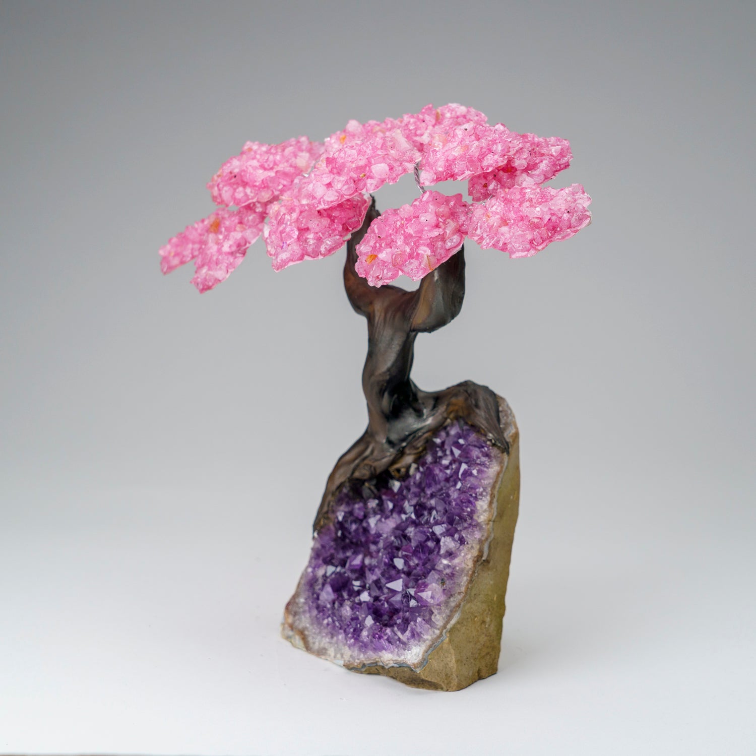 Custom - Genuine Rose Quartz Clustered Gemstone Tree on Amethyst Matrix (The Love Tree)