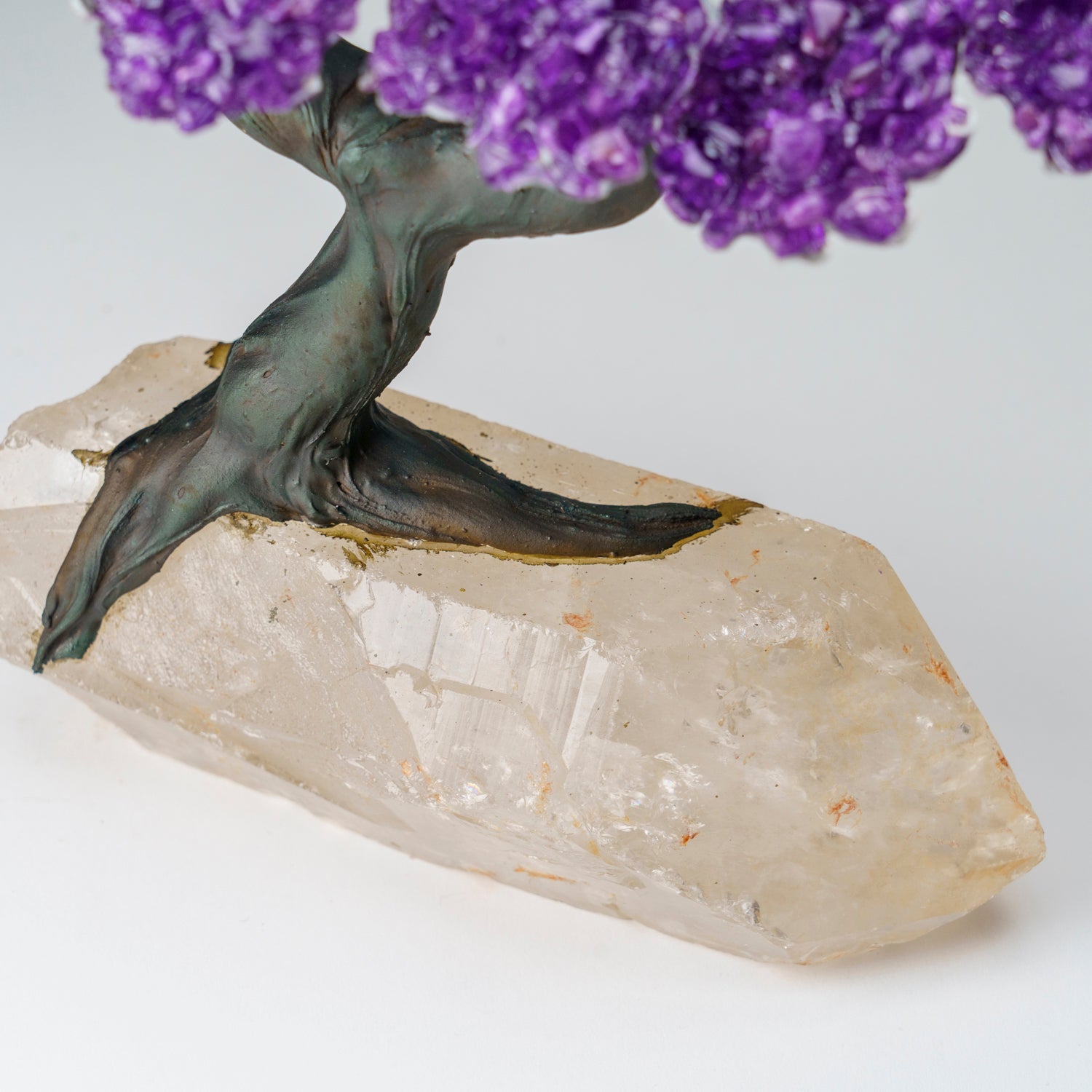 Custom - Genuine Amethyst Clustered Gemstone Tree on a Clear Quartz Crystal (The Harmony Tree)