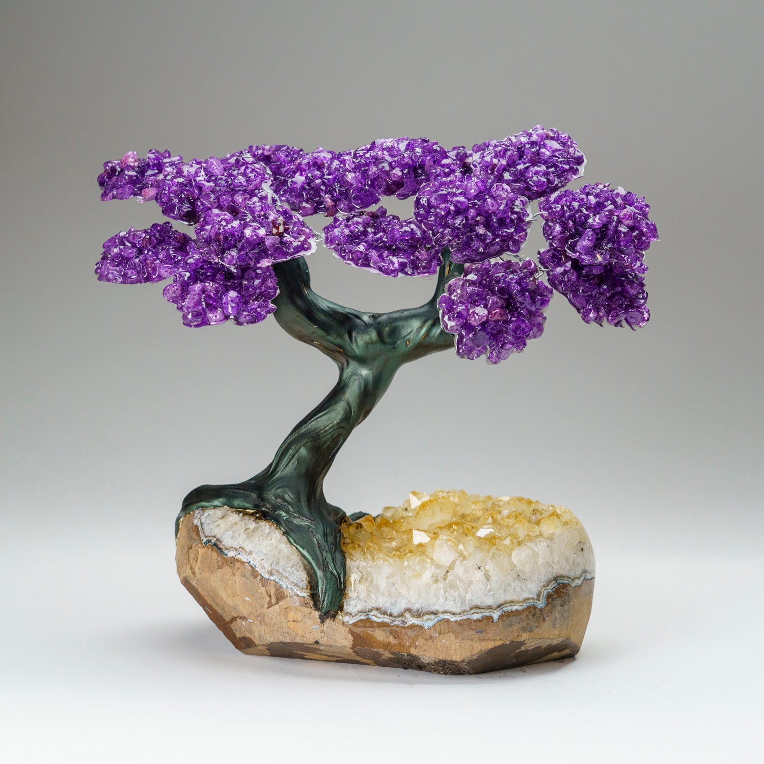 Custom - Genuine Amethyst Clustered Gemstone Tree on Citrine Matrix (The Empowerment Tree)