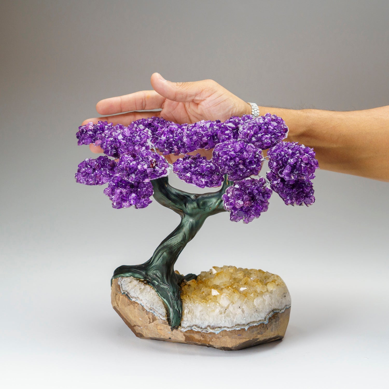 Custom - Genuine Amethyst Clustered Gemstone Tree on Citrine Matrix (The Empowerment Tree)