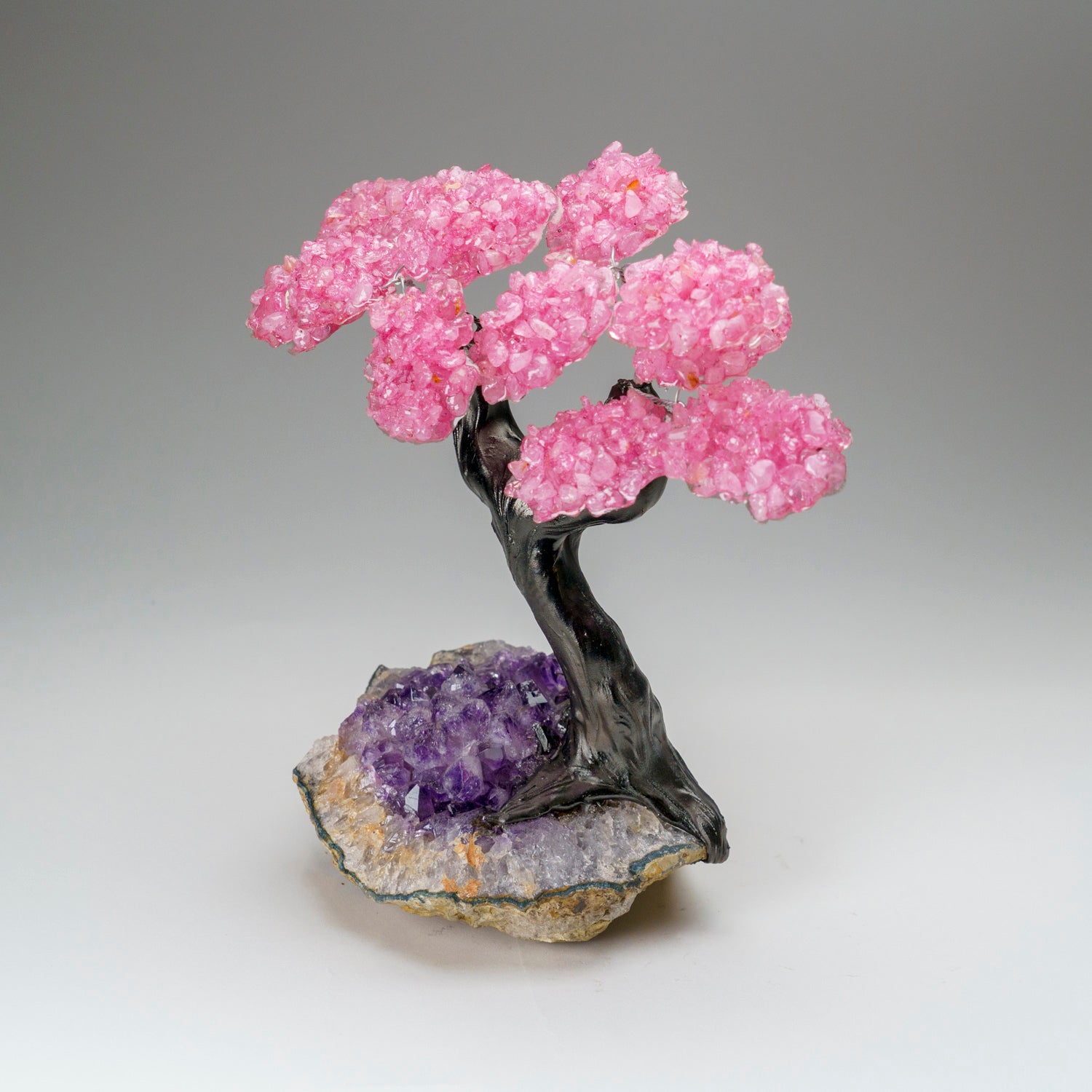 Custom - Genuine Rose Quartz Clustered Gemstone Tree on Amethyst Matrix (The Love Tree)