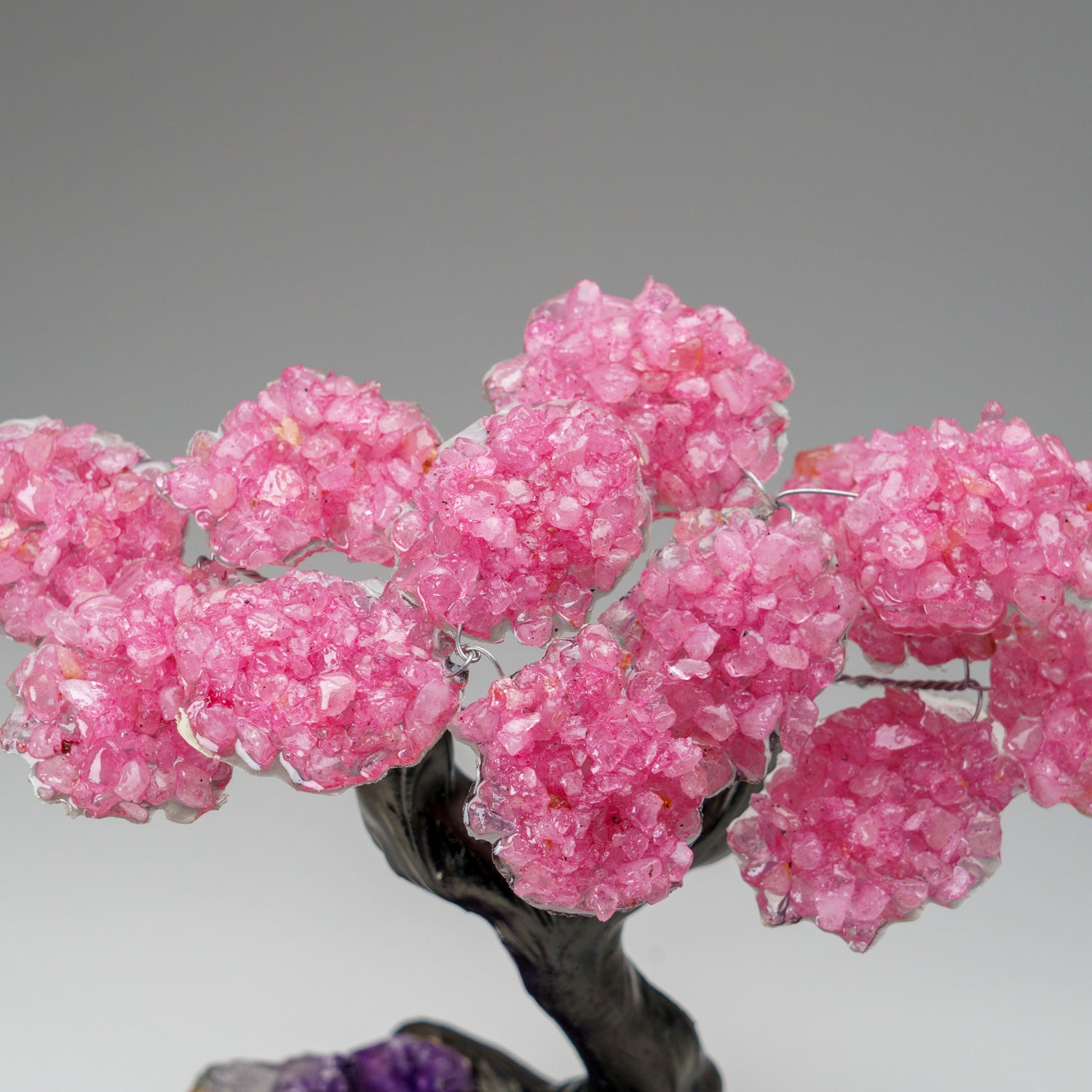 Custom - Genuine Rose Quartz Clustered Gemstone Tree on Amethyst Matrix (The Love Tree)