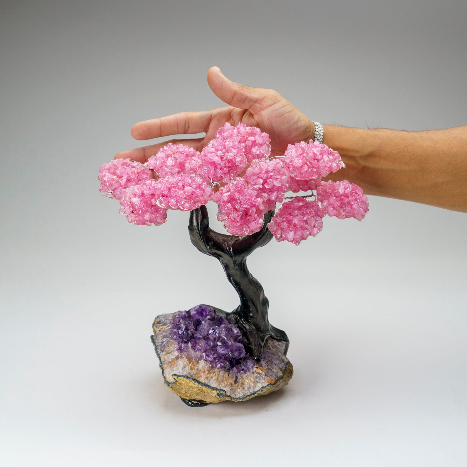 Custom - Genuine Rose Quartz Clustered Gemstone Tree on Amethyst Matrix (The Love Tree)