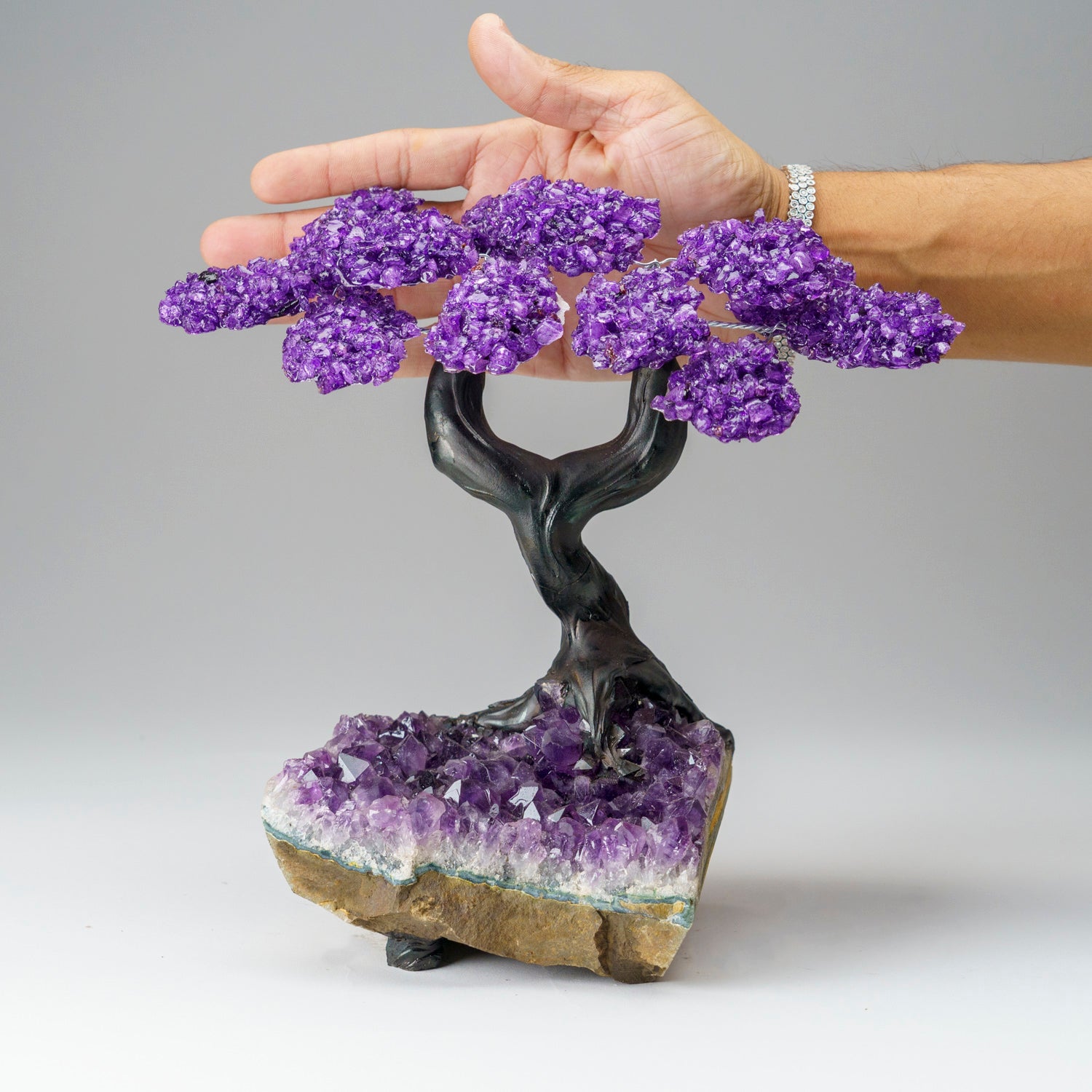 Custom - Genuine Amethyst Clustered Gemstone Tree on Amethyst Matrix (The Protection Tree)