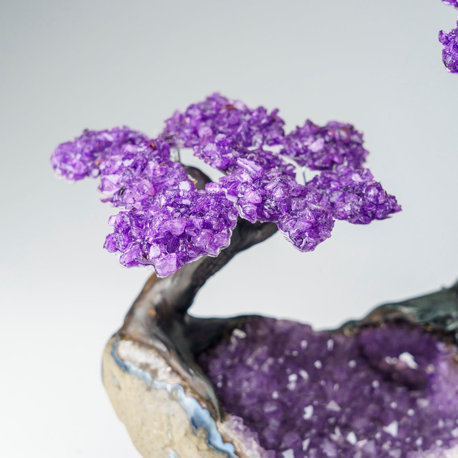 Custom - Two Genuine Amethyst Clustered Gemstone Trees on Amethyst Matrix (The Protection Tree)