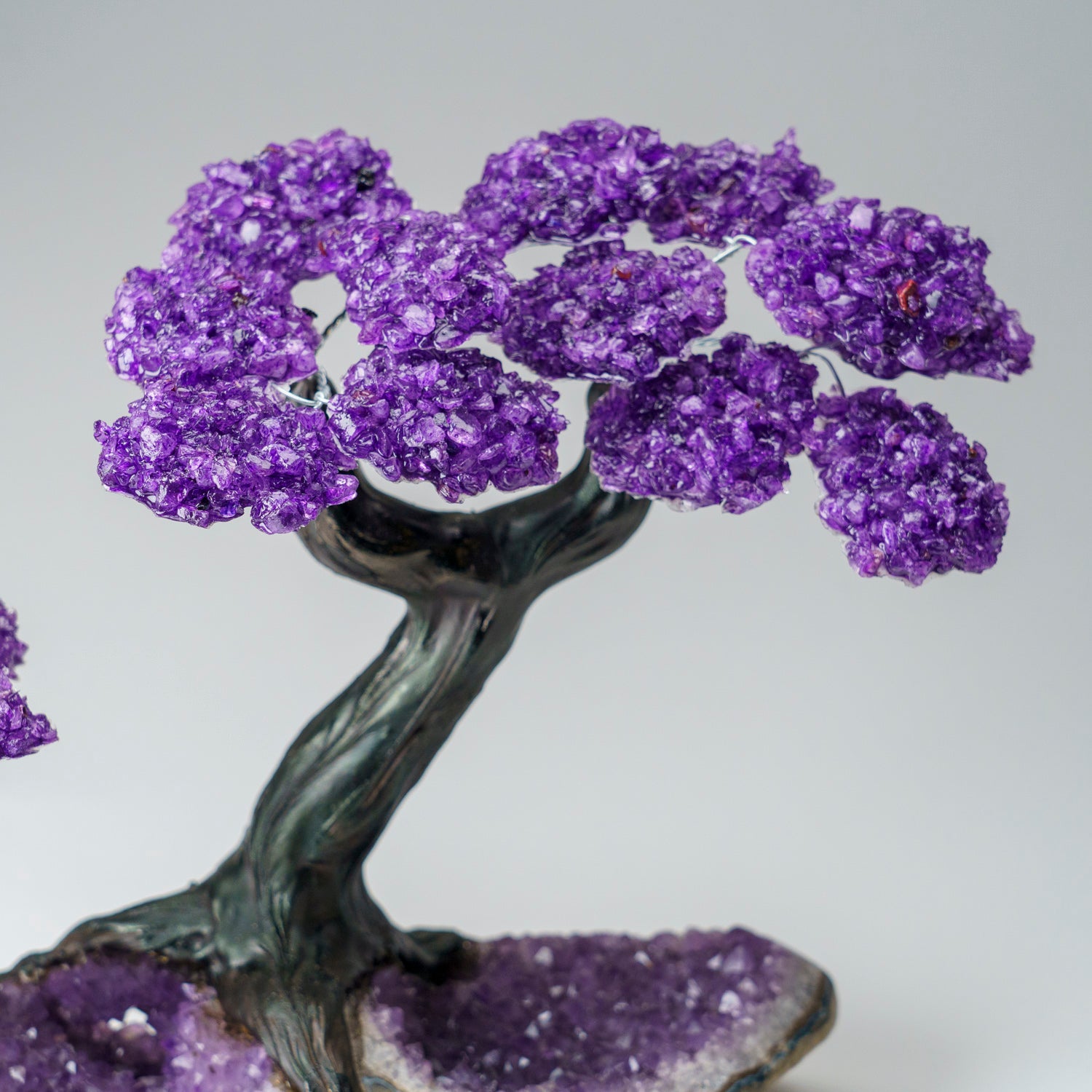 Custom - Two Genuine Amethyst Clustered Gemstone Trees on Amethyst Matrix (The Protection Tree)